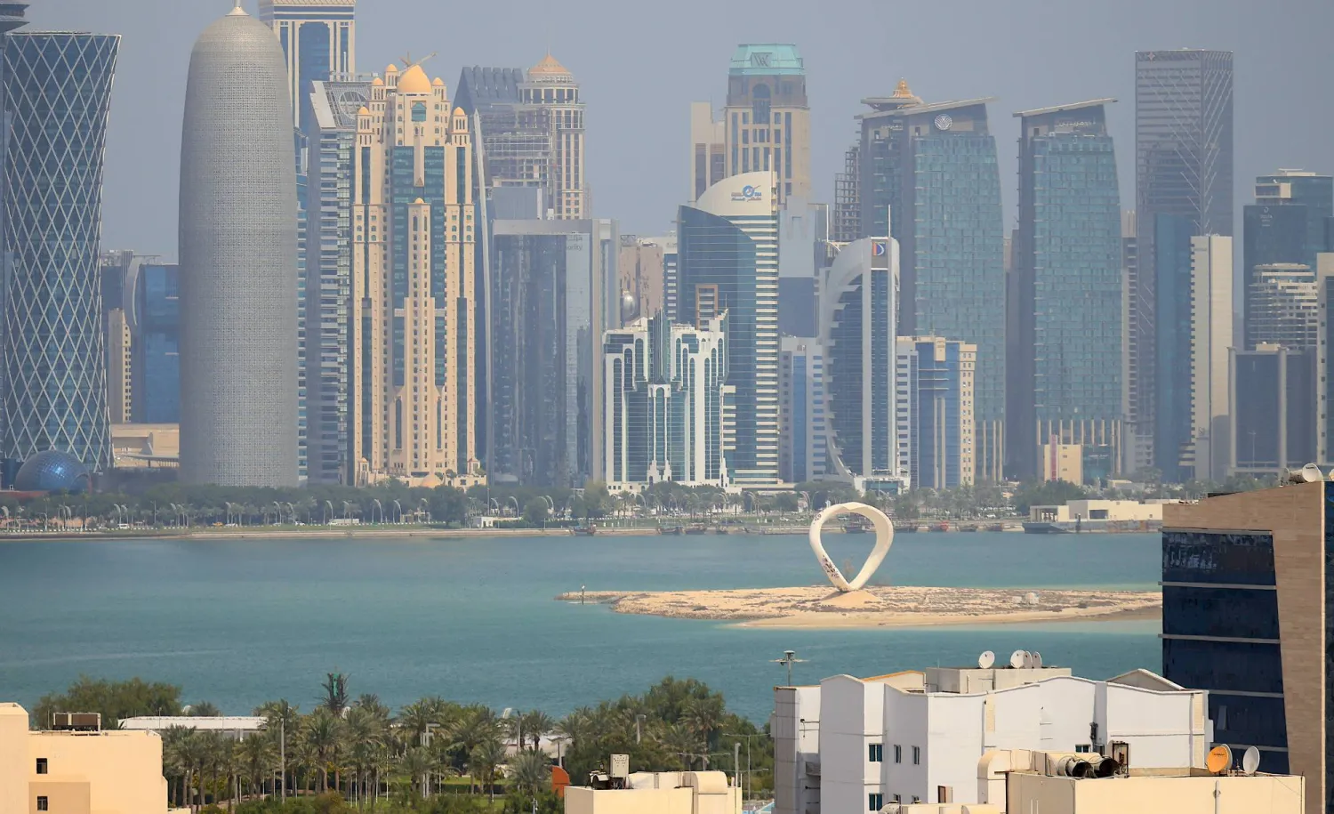 The skylines are seen in Doha, Qatar, 02 March 2026. EPA/HANNIBAL HANSCHKE