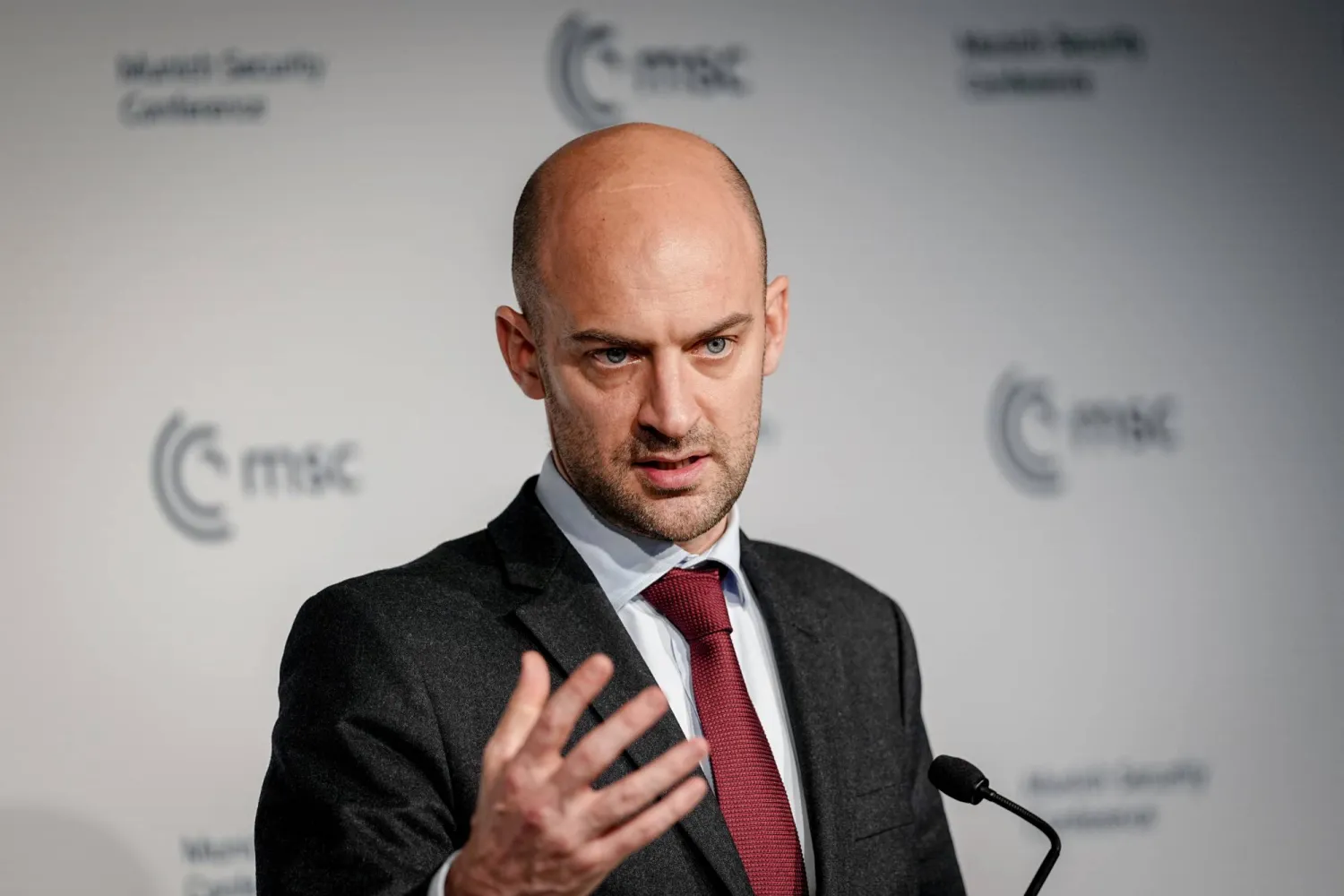 14 February 2026, Bavaria, Munich: Jean-Noel Barrot, French Minister of Foreign Affairs, holds a press conference at the 62nd Munich Security Conference (MSC). (dpa)