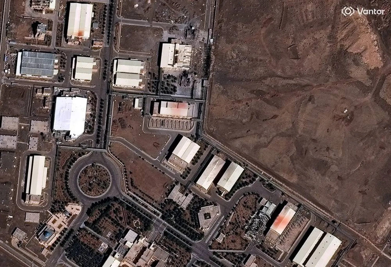 A satellite image shows a closer view of the Natanz Nuclear Facility with new building damage, amid the US-Israeli conflict with Iran, near Natanz, Iran, March 2, 2026. (Vantor/Handout via Reuters) 
