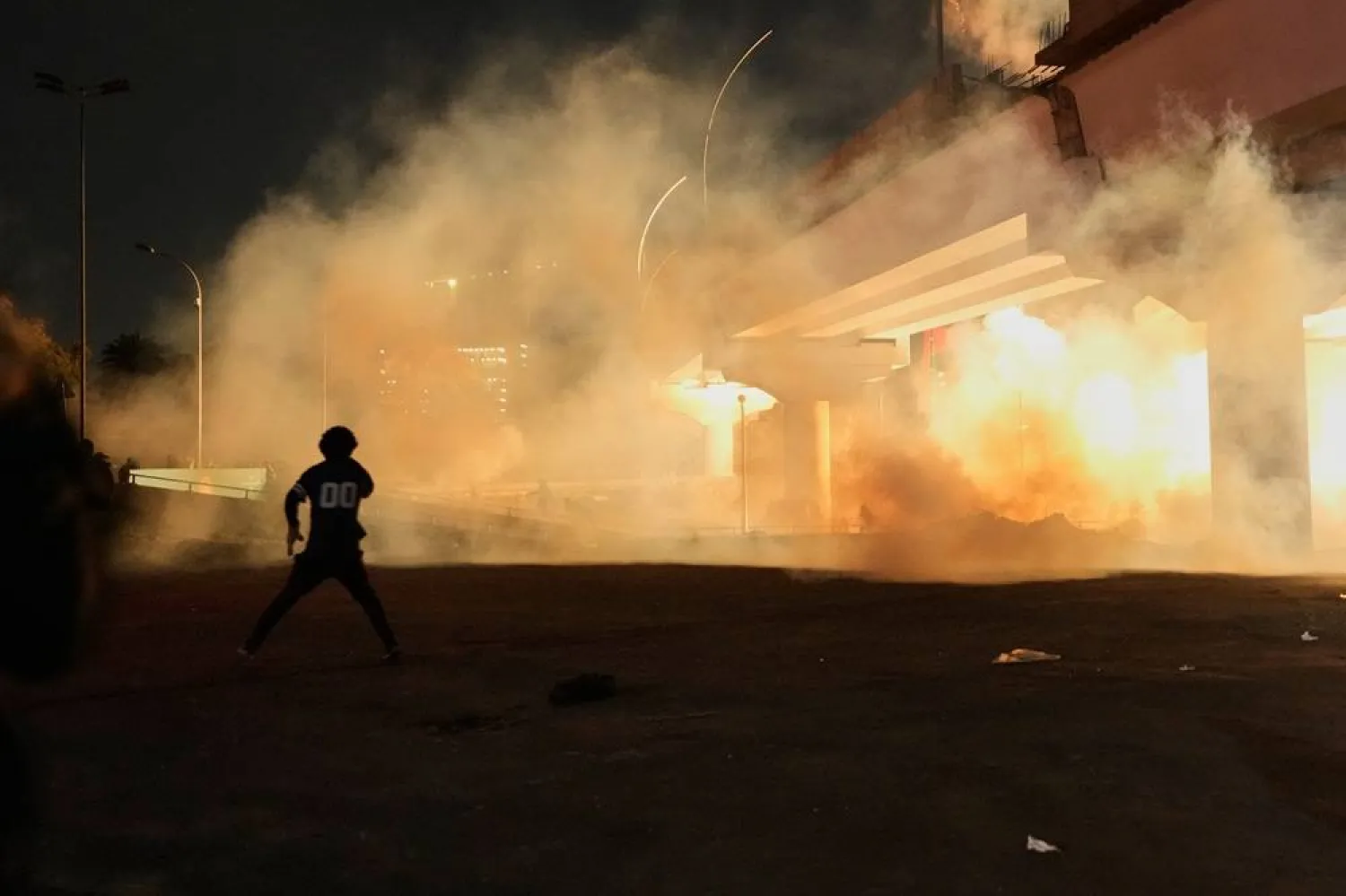  Security forces fire tear gas to disperse a protest against US and Israeli attacks on Iran, at a bridge leading to the fortified Green Zone where the US Embassy is located, in Baghdad, Iraq, Monday, March 2, 2026. (AP) 