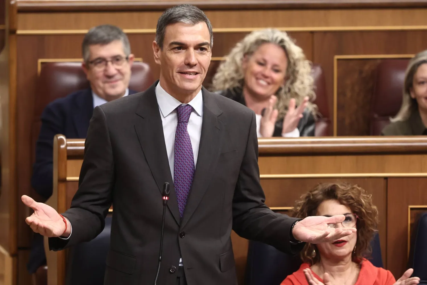 25 February 2026, Spain, Madrid: Spanish Prime Minister Pedro Sanchez speaks during a government control session held at the Lower Chamber of Spanish Parliament. (dpa)