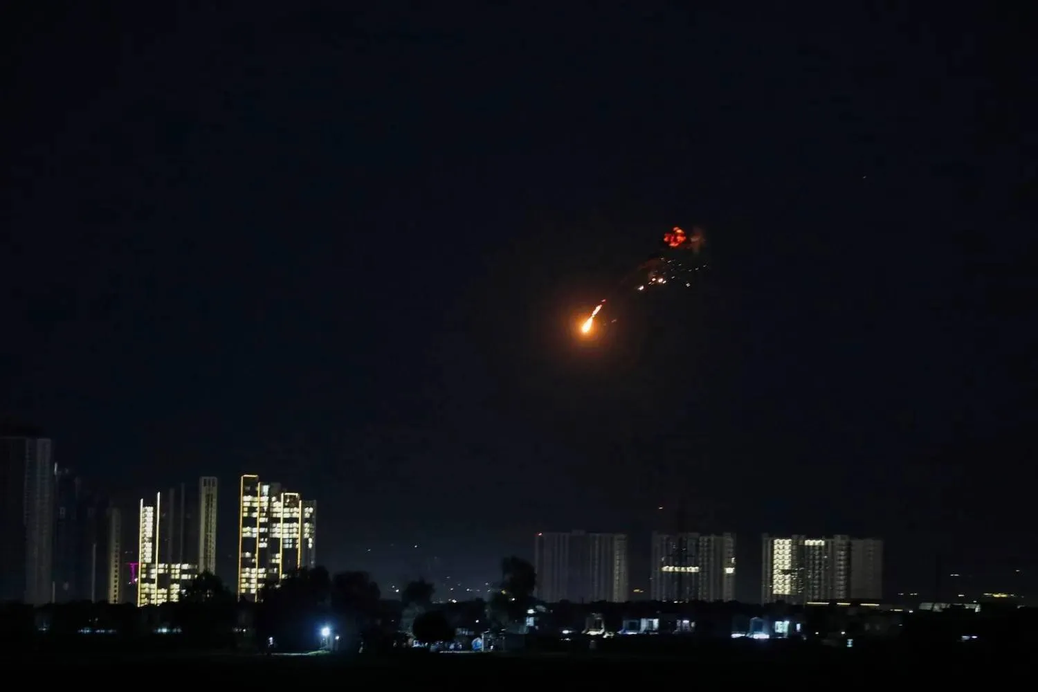 Air defense systems intercept a drone near the US consulate and Erbil International Airport in Erbil early Wednesday (EPA) 