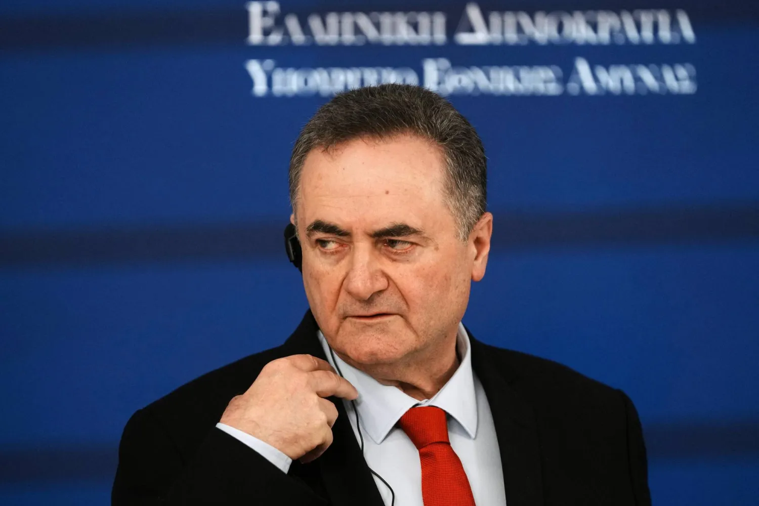 FILE -Israeli Defense Minister Israel Katz makes statements with his Greek counterpart Nikos Dendias after their meeting in Athens, Greece, Tuesday, Jan. 20, 2026. (AP Photo/Thanassis Stavrakis, File)