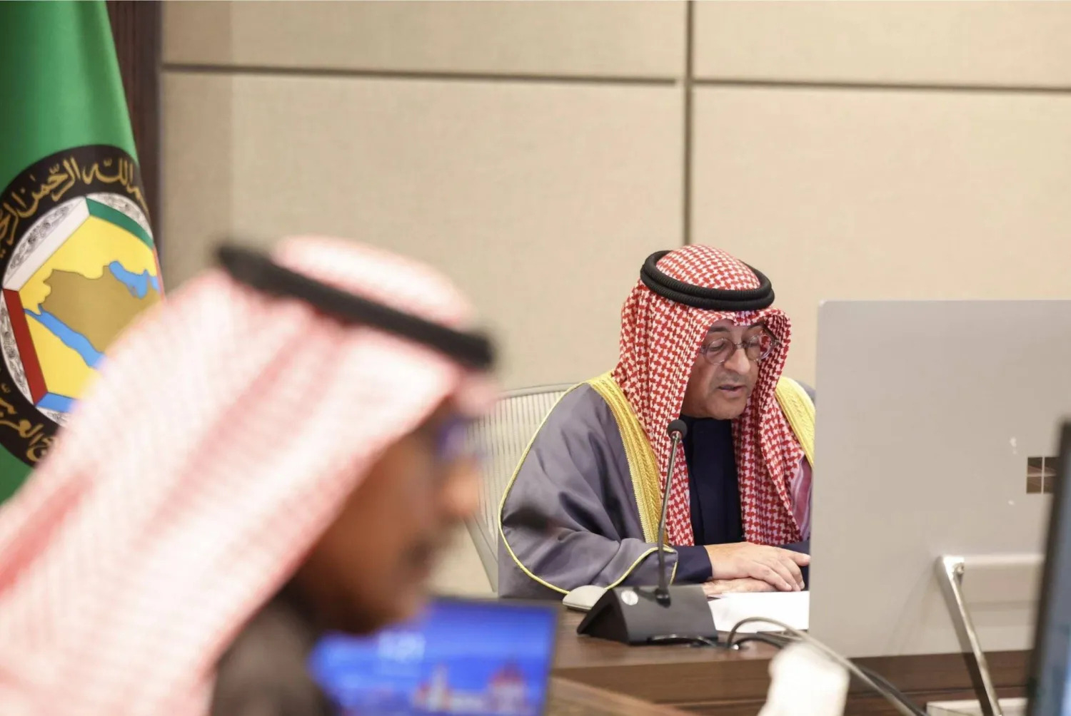 الأمين العام جاسم البديوي يتحدث خلال الاجتماع الوزاري الخليجي - الأوروبي (مجلس التعاون)