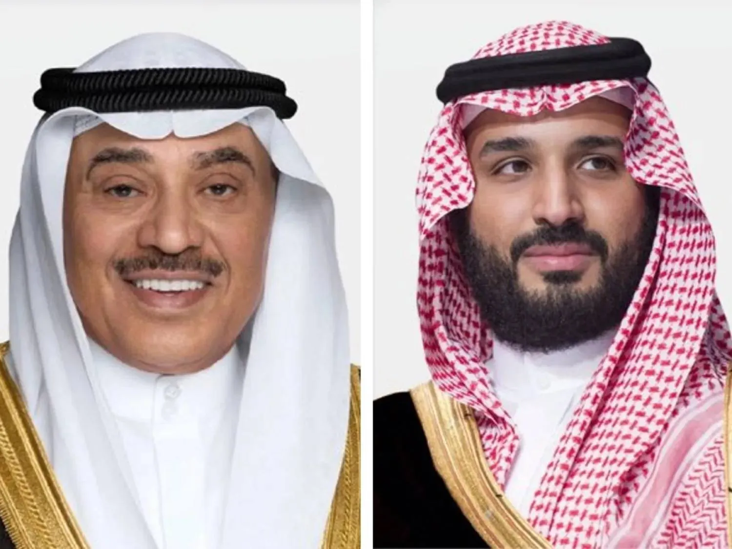 Prince Mohammed bin Salman, Saudi Crown Prince and Prime Minister, and his Kuwaiti counterpart Sheikh Sabah Al-Khaled Al-Sabah. (Saudi Foreign Ministry)