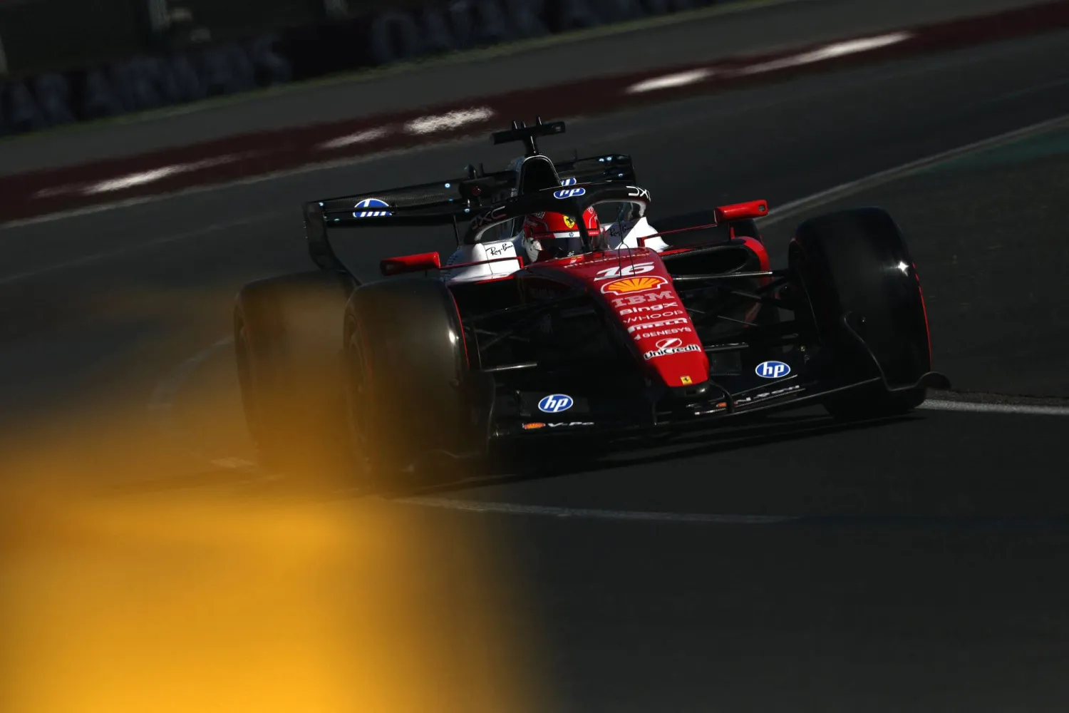 Ferrari's Monegasque driver Charles Leclerc drives back on circuit during the second practice session of the Formula One Australian Grand Prix at the Albert Park Circuit in Melbourne on March 6, 2026. (AFP)
