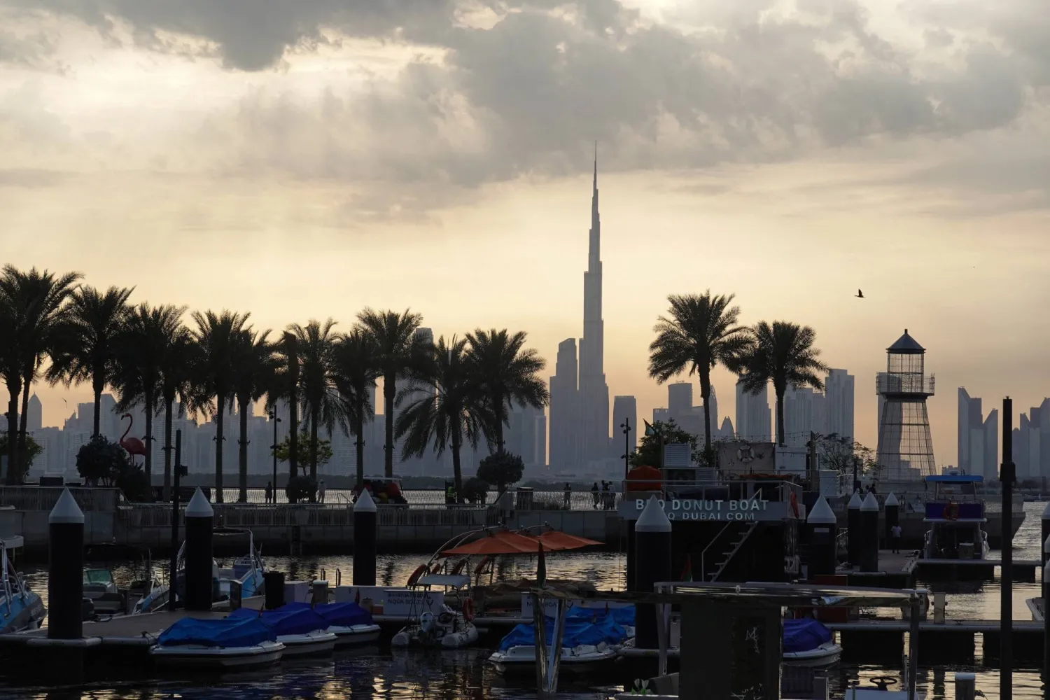  Boats are docked at Dubai Creek Harbor as the Dubai skyline, including the Burj Khalifa, is seen in the background amid the U.S.-Israel conflict with Iran, in Dubai, United Arab Emirates, March 6, 2026. (Reuters)