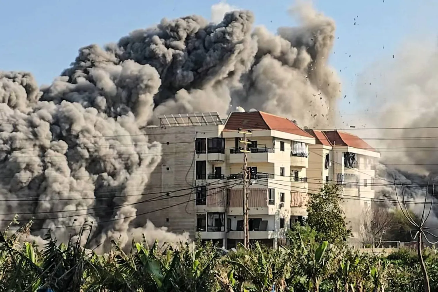 Smoke rises from the site of an Israeli airstrike that targeted an area in the southern coastal city of Tyre on March 7, 2026. (AFP)