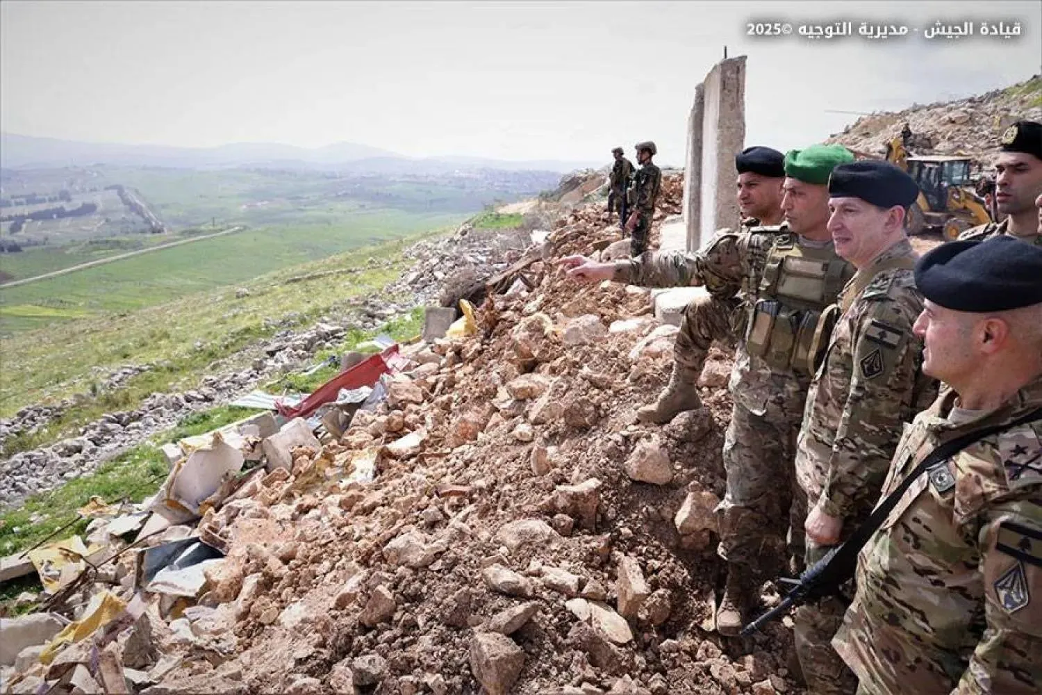 Lebanese Army Commander Rodolphe Haikal and troops inspect the border with Israel. (Army Command)