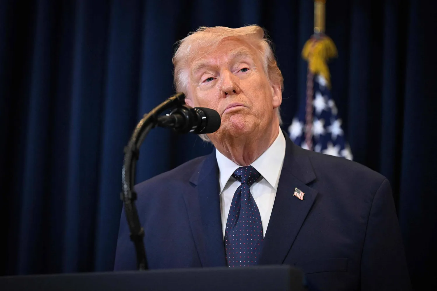 DORAL, FLORIDA - MARCH 09: US President Donald Trump speaks to reporters during a news conference at Trump National Doral Miami on March 9, 2026 in Doral, Florida. Roberto Schmidt/Getty Images/AFP 