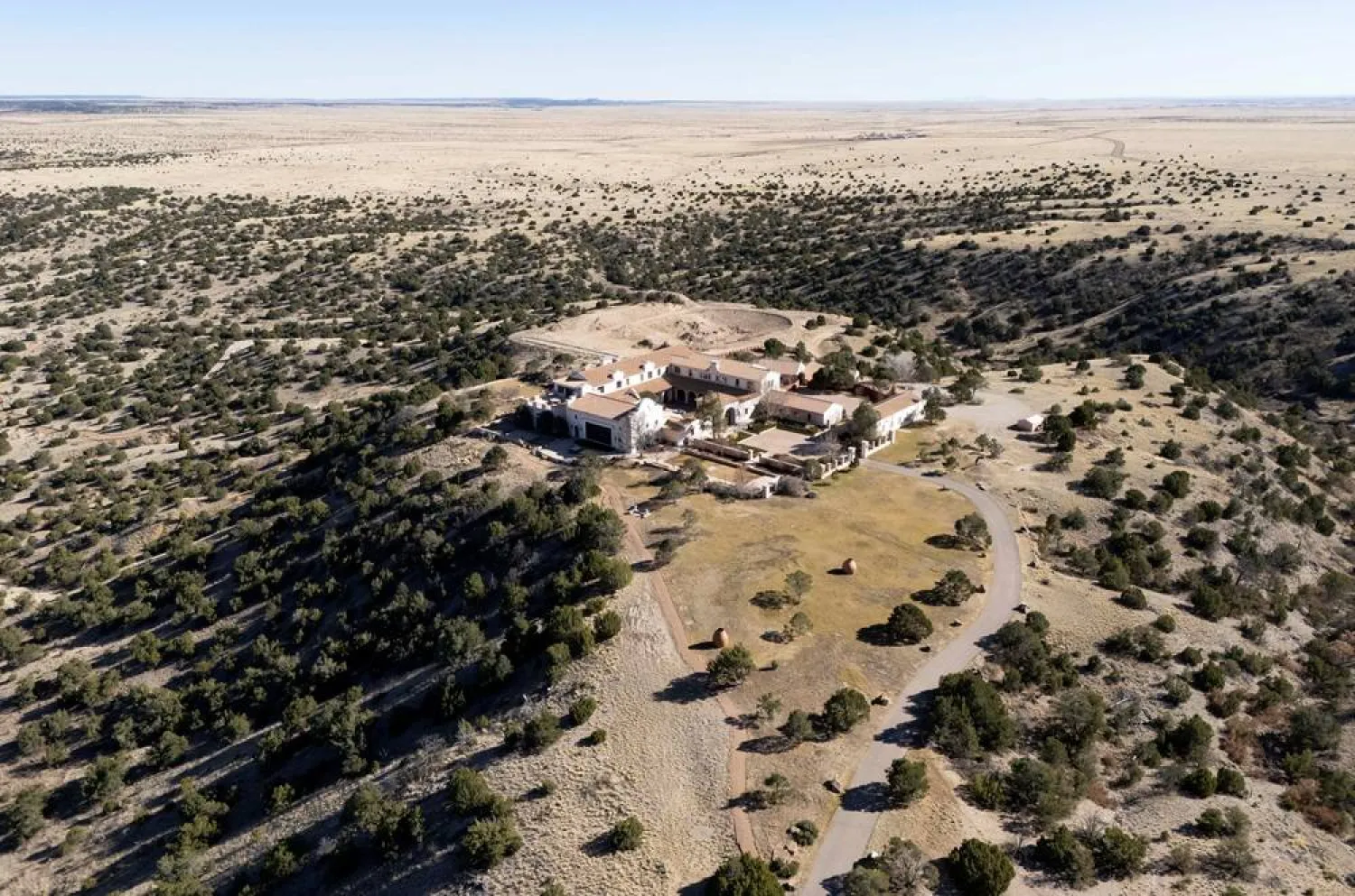  A drone view shows Zorro Ranch, a property formerly owned by Jeffrey Epstein, near Stanley, New Mexico, US, March 8, 2026. (Reuters)