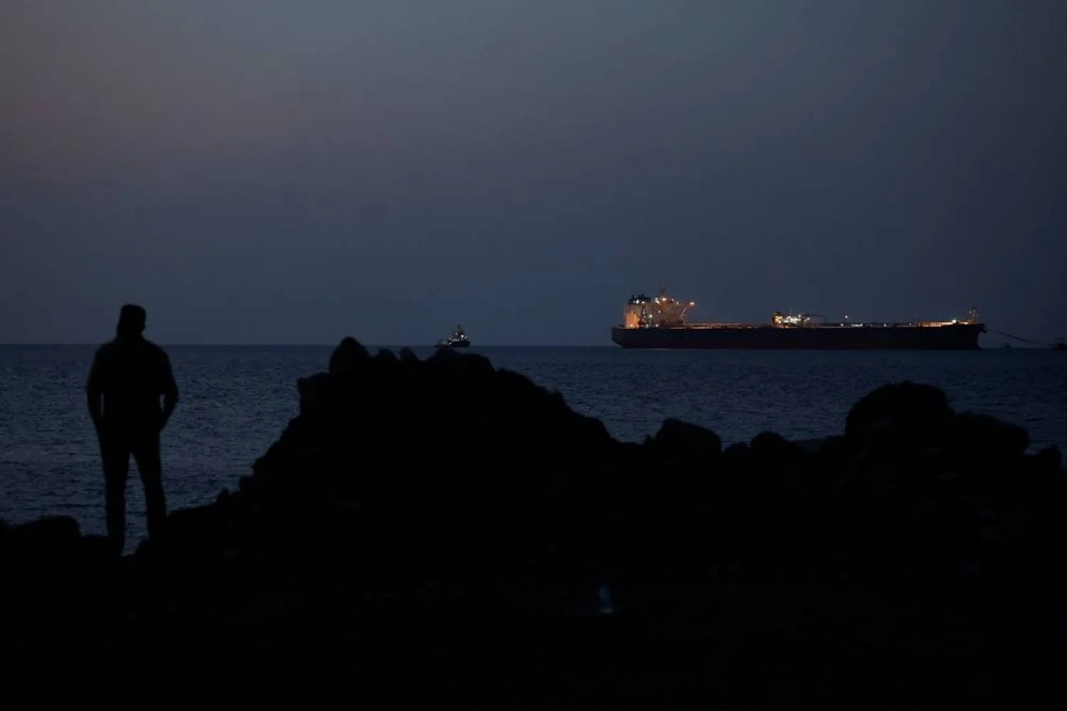  The Parnassos crude oil tanker sits anchored as the traffic is down in the Strait of Hormuz, amid the US-Israeli conflict with Iran, in Muscat, Oman, March 10, 2026. (Reuters)