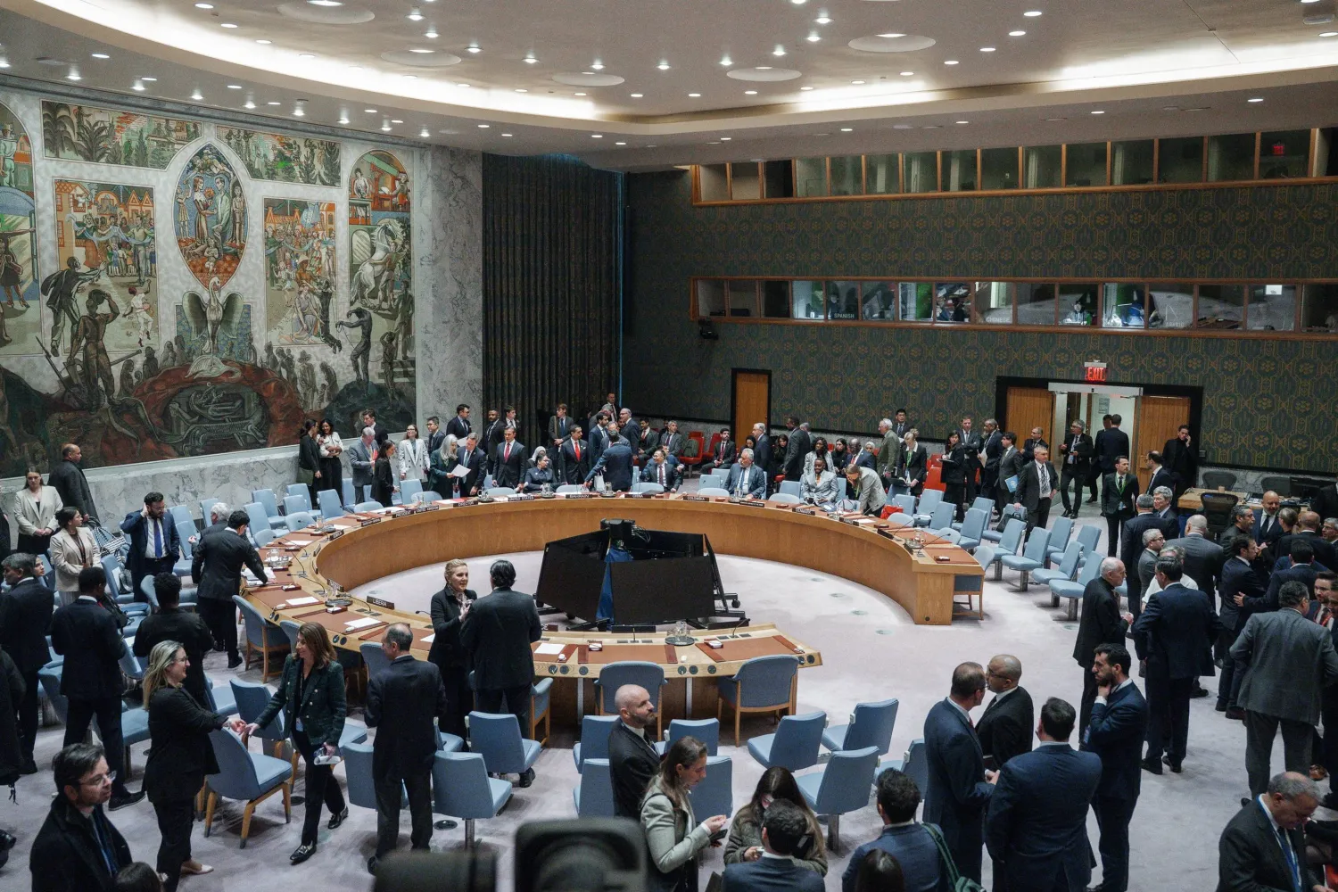 مجلس الأمن التابع للأمم المتحدة في جلسة طارئة بشأن إيران في نيويورك 28 فبراير الماضي (إ.ب.أ)