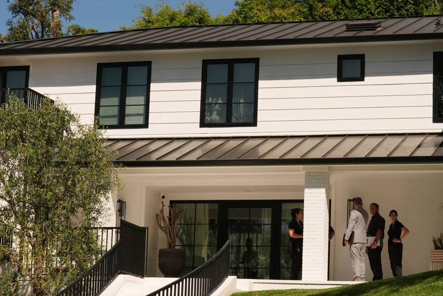 The exterior of Rihanna's residence is shown Monday, March 9, 2026, in Beverly Hills, Calif. (AP Photo/Damian Dovarganes)