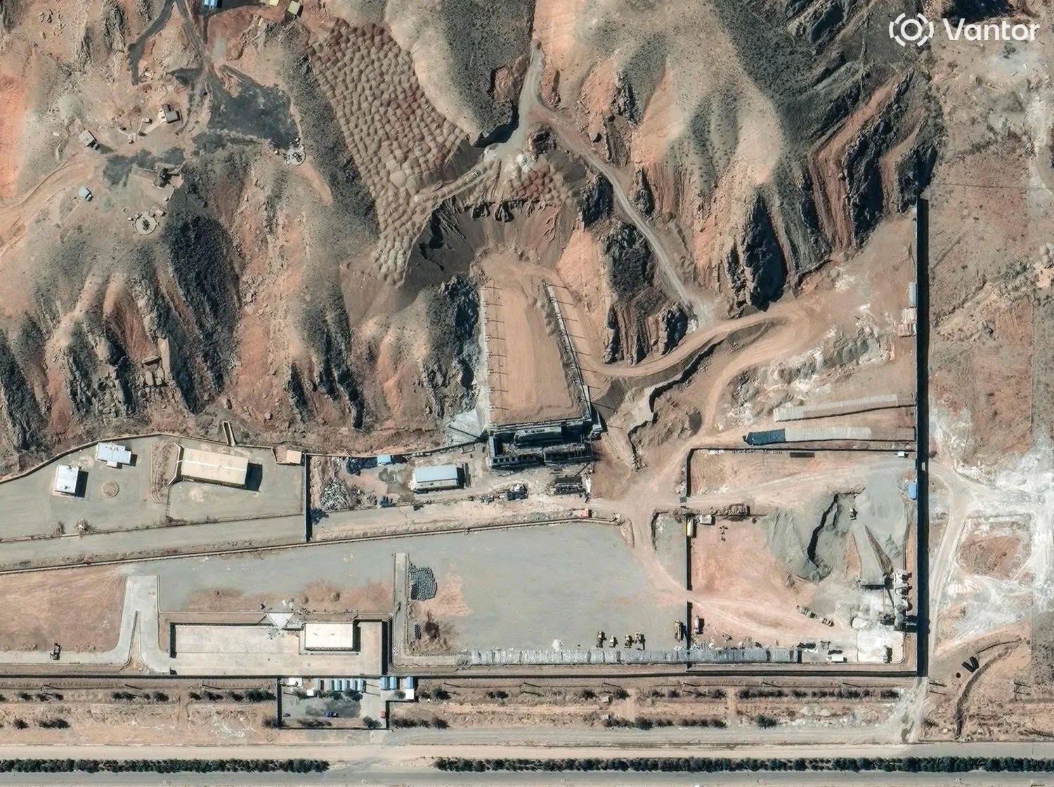 This satellite image released on March 11, 2026 courtesy of Vantor shows a view of Taleghan 2 facility at the Parchin military complex, some 30 kms (20 miles) southeast of Tehran, Iran, on March 6, 2026. (Photo by Satellite image 2026 Vantor / AFP) 