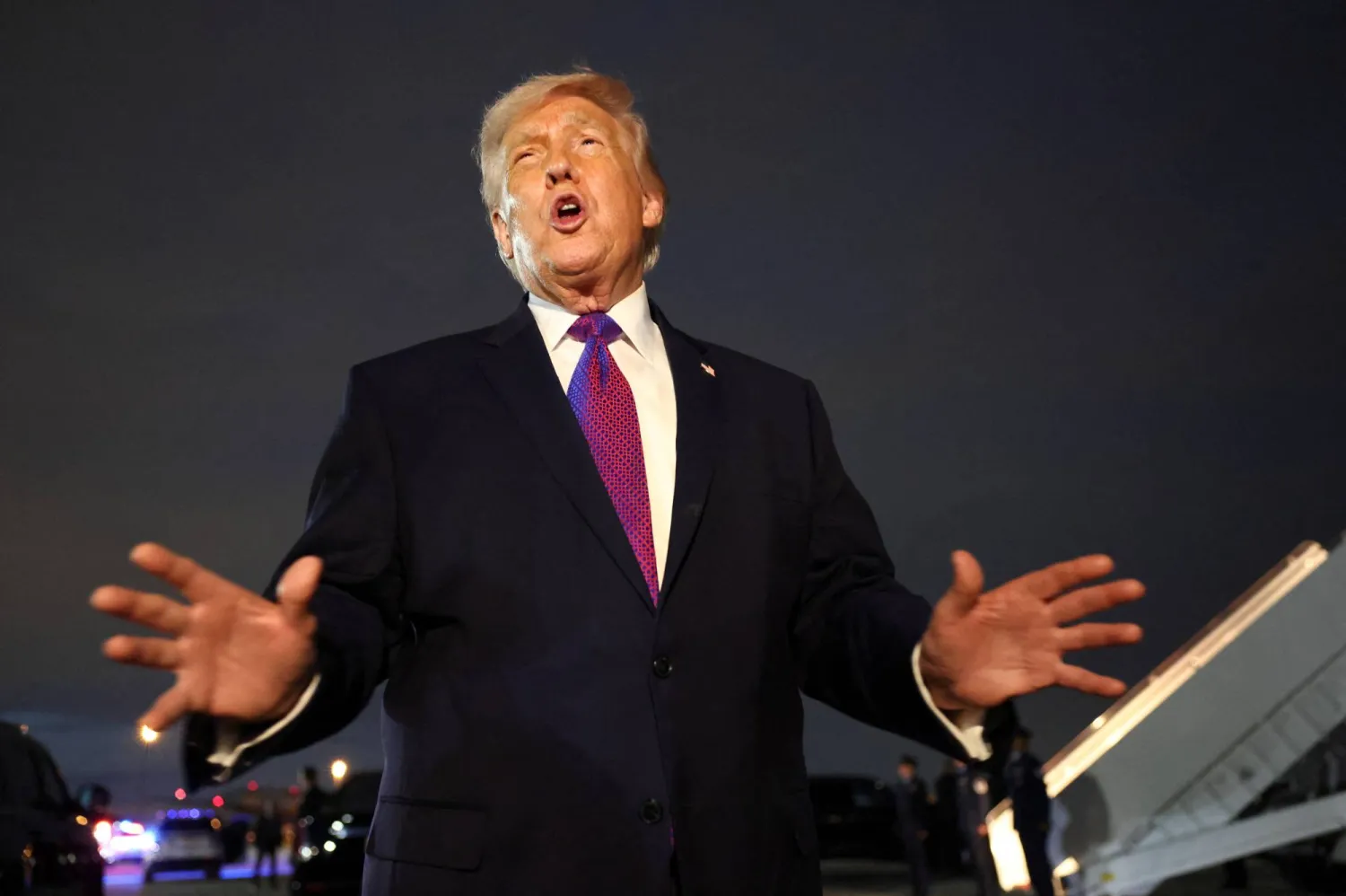 US President Donald Trump talks to the media upon his arrival at Joint Base Andrews, Maryland, US, March 11, 2026.  REUTERS/Kevin Lamarque