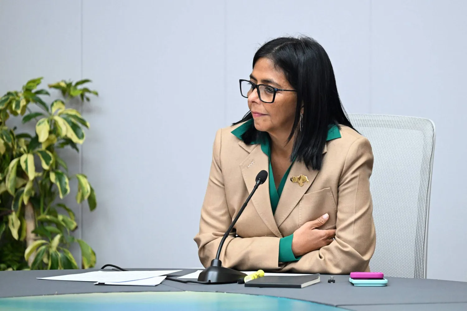 الرئيسة الفنزويلية بالوكالة ديلسي رودريغيز (ا.ف.ب)