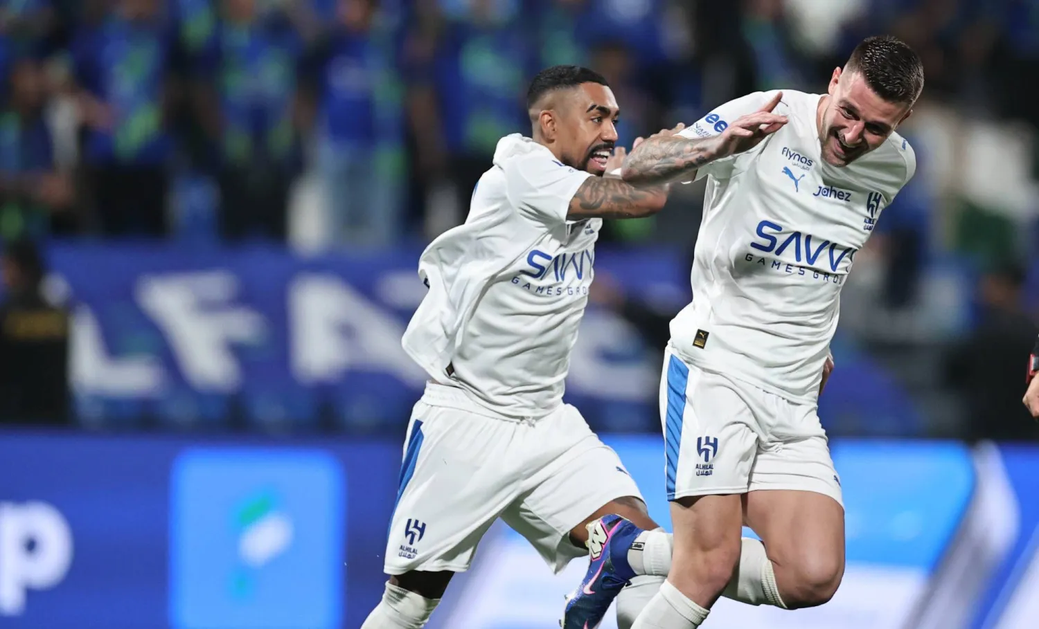سافيتش محتفلاً بهدف الفوز (تصوير: سعد العنزي)