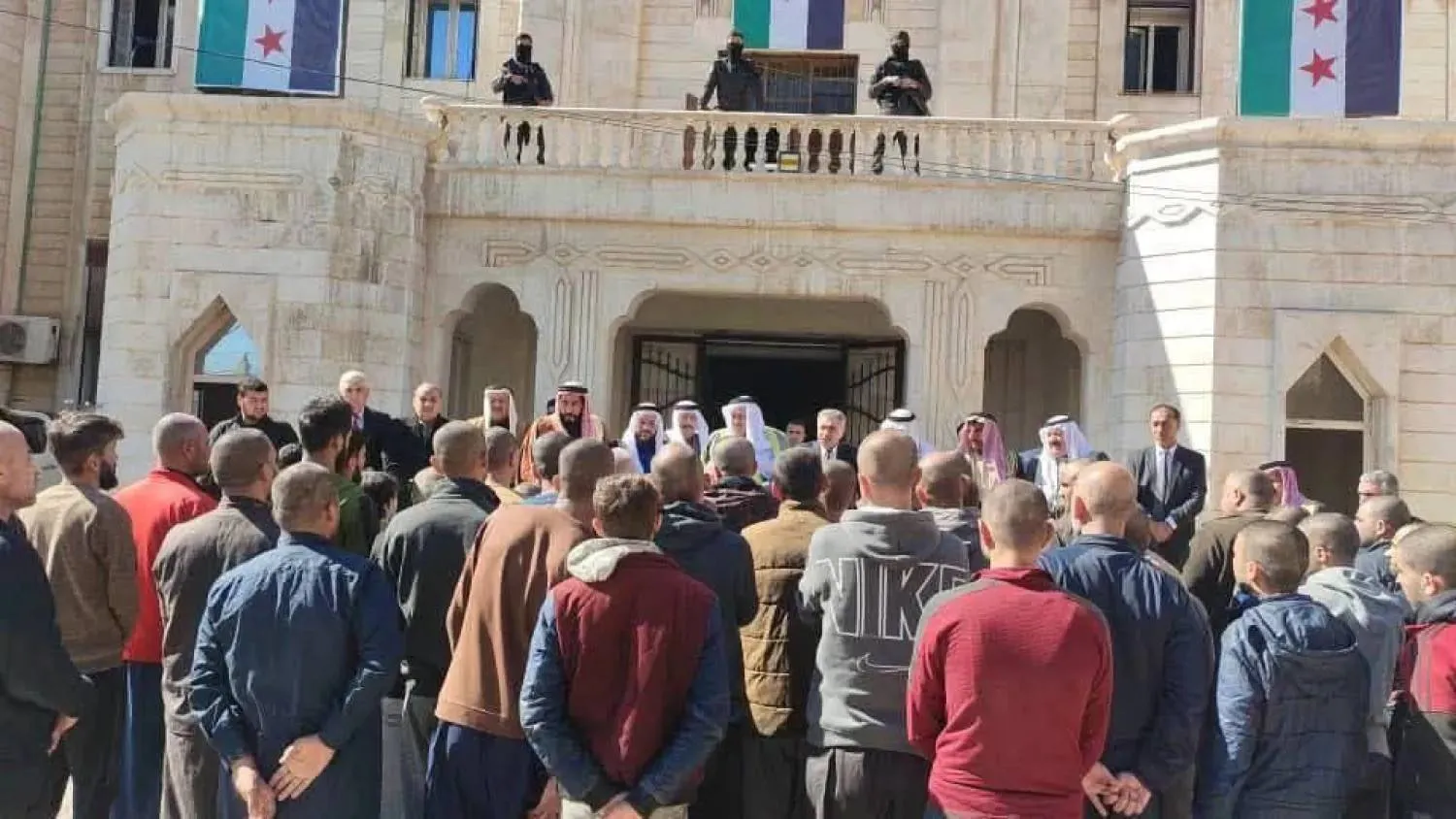 Former detainees released from Alaya Prison, controlled by the Syrian Democratic Forces (SDF) in Qamishli, in February (Al-Furat). 