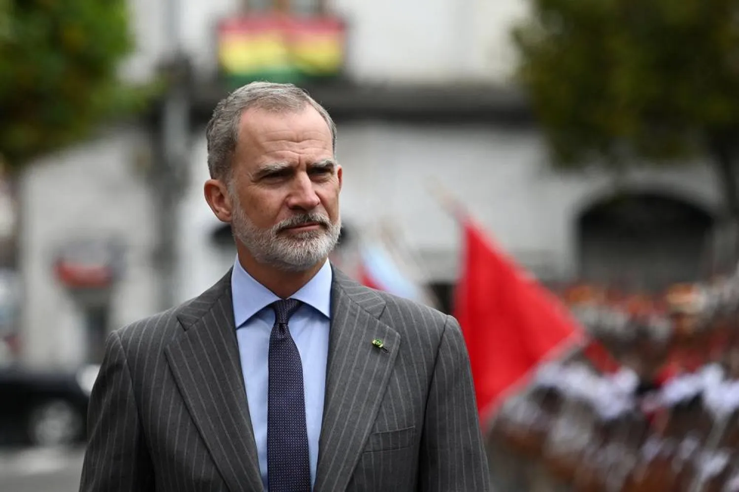 Spain's King Felipe walks through the main square toward the Government Palace during an official visit aimed at strengthening diplomatic ties between Bolivia and Spain, in La Paz, Bolivia, March 12, 2026. (Reuters) 