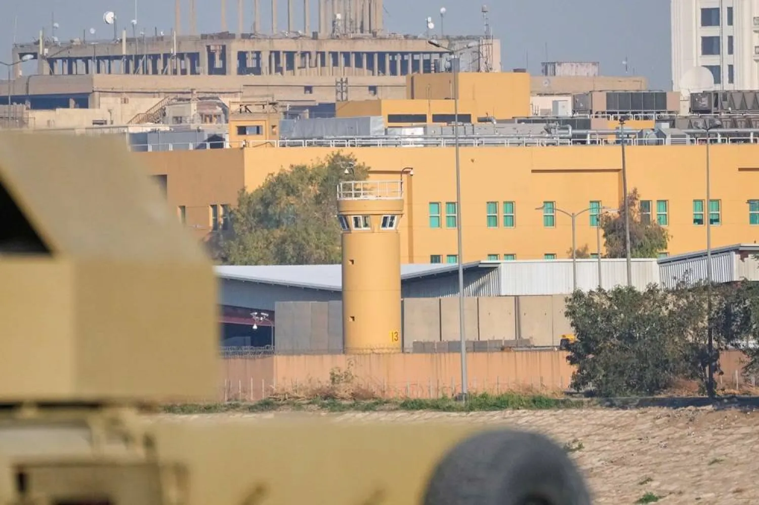  The US Embassy is seen across the Tigris River in Baghdad, Tuesday, March 17, 2026. (AP) 