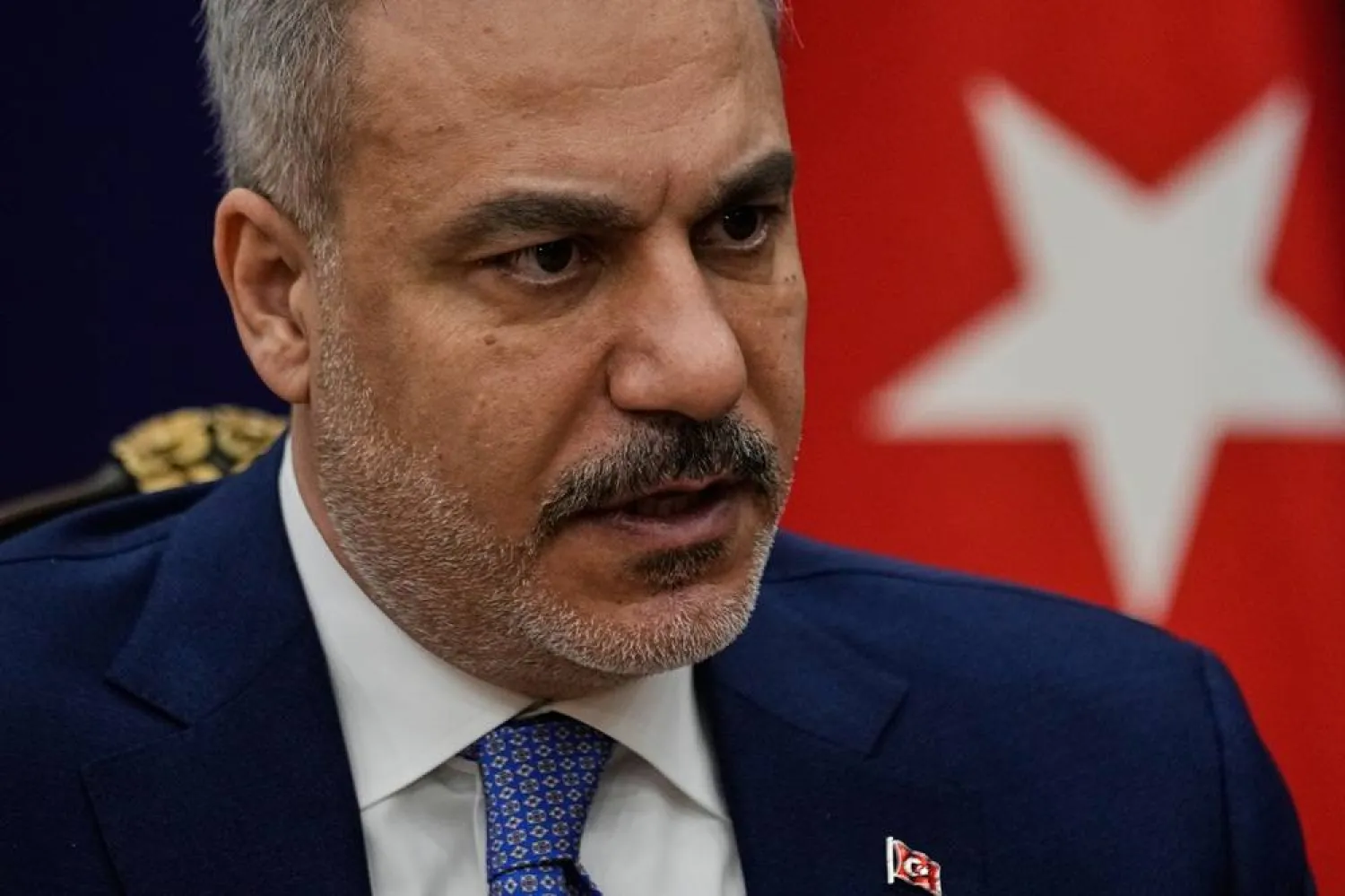 Türkiye’s Foreign Minister Hakan Fidan speaks during an interview with The Associated Press, in Ankara, Türkiye, Saturday, March 14, 2026. (AP) 