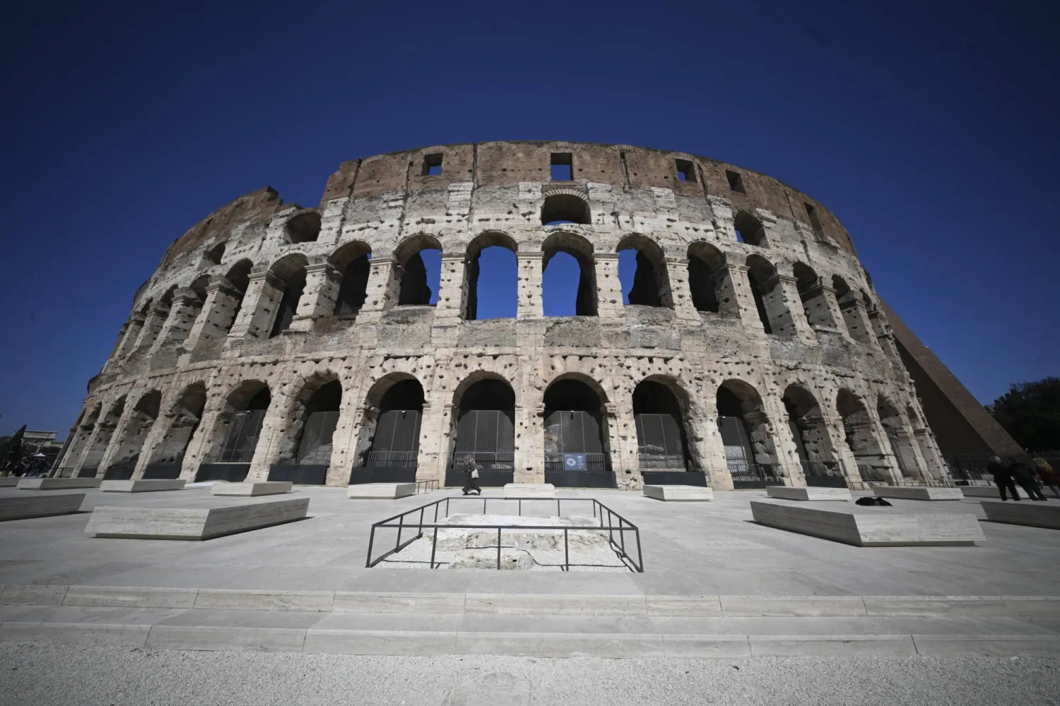 The inauguration of the new layout and archaeological area of the southern ambulacra of the Colosseum in Rome, Italy, 17 March 2026. (EPA)