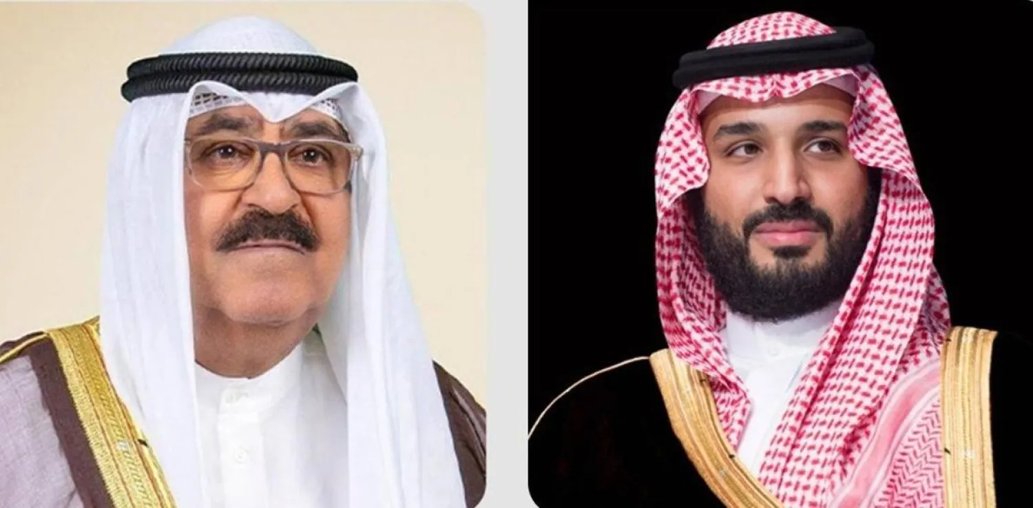 الأمير محمد بن سلمان ولي العهد رئيس مجلس الوزراء السعودي والشيخ مشعل الأحمد الجابر الصباح أمير الكويت (واس)