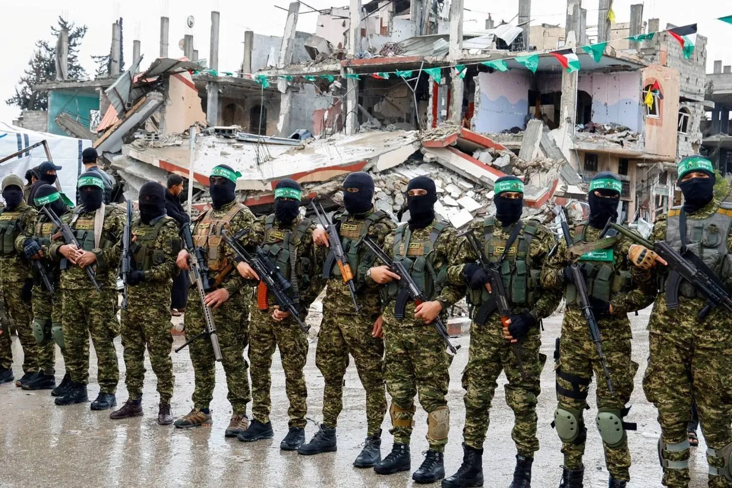 Fighters from Hamas’ Al-Qassam Brigades in Rafah, southern Gaza. (Reuters, file) 