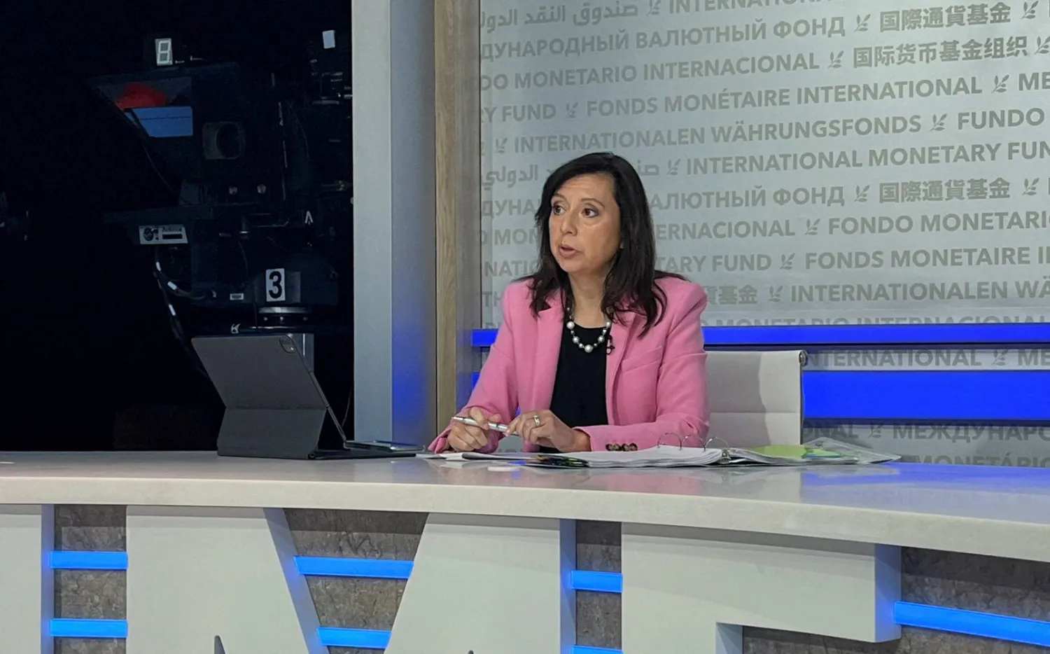 IMF spokeswoman Julie Kozack speaks during a press conference. (Reuters file) 