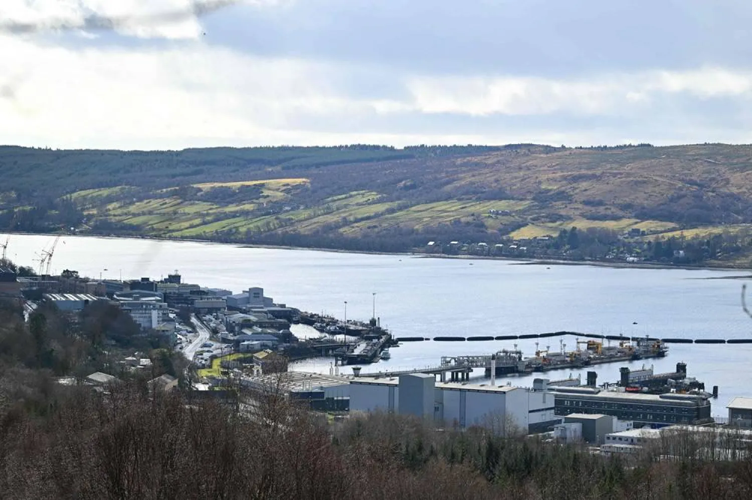 A photograph shows a general view of HM Naval Base Clyde at Faslane, north-west of Glasgow, Scotland on March 14, 2026. (AFP) 