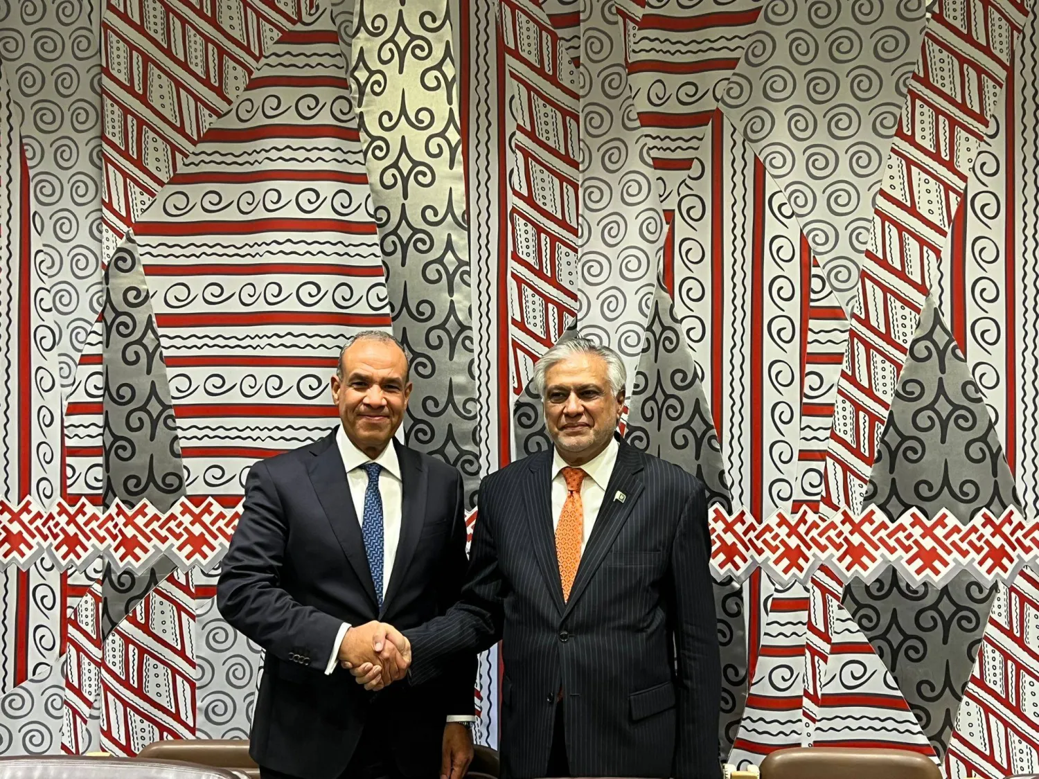 لقاء سابق بين وزير الخارجية المصري بدر عبد العاطي ونظيره الباكستاني محمد إسحاق دار في إسلام آباد (الخارجية المصرية)