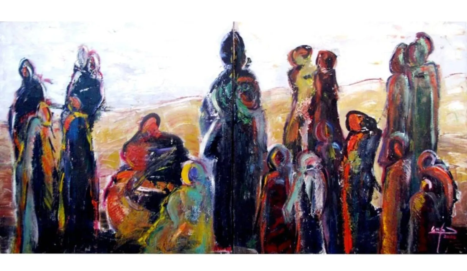 لوحات المعرض تضمَّنت قصصاً من فسطين (الشرق الأوسط)