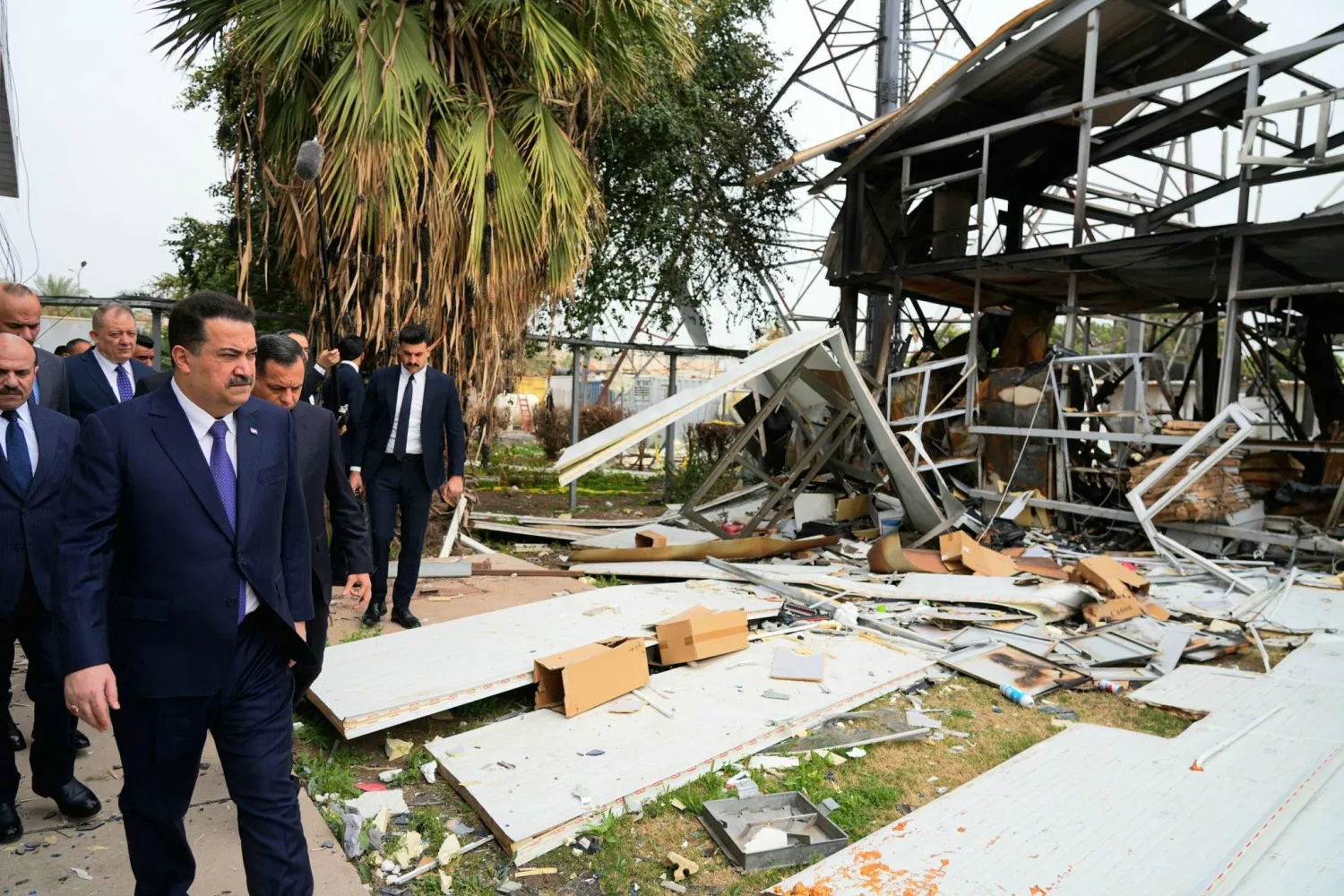 Iraqi Prime Minister Mohammed Shia al-Sudani visits the intelligence HQ in Baghdad on Sunday after Saturday's attack. (Iraqi Prime Minister’s Office)