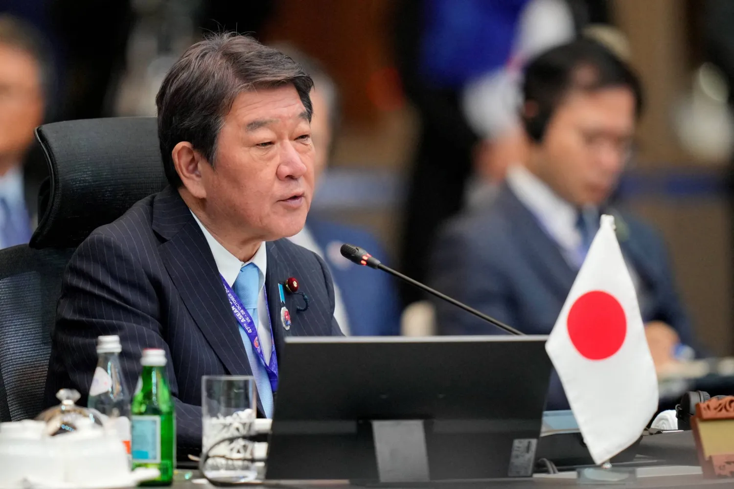  Japan's Minister of Foreign Affairs Toshimitsu Motegi delivers his opening remarks at the 28th ASEAN Plus Three Summit in Kuala Lumpur, Malaysia, Monday, Oct. 27, 2025. (Reuters)