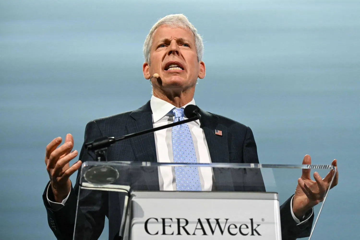 وزير الطاقة الأميركي يتحدث في مؤتمر «سيراويك» في هيوستن (أ.ف.ب)