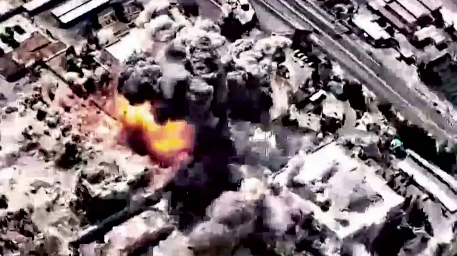 Video footage released by the Israeli army shows the moment Khamenei's headquarters was targeted (AFP)