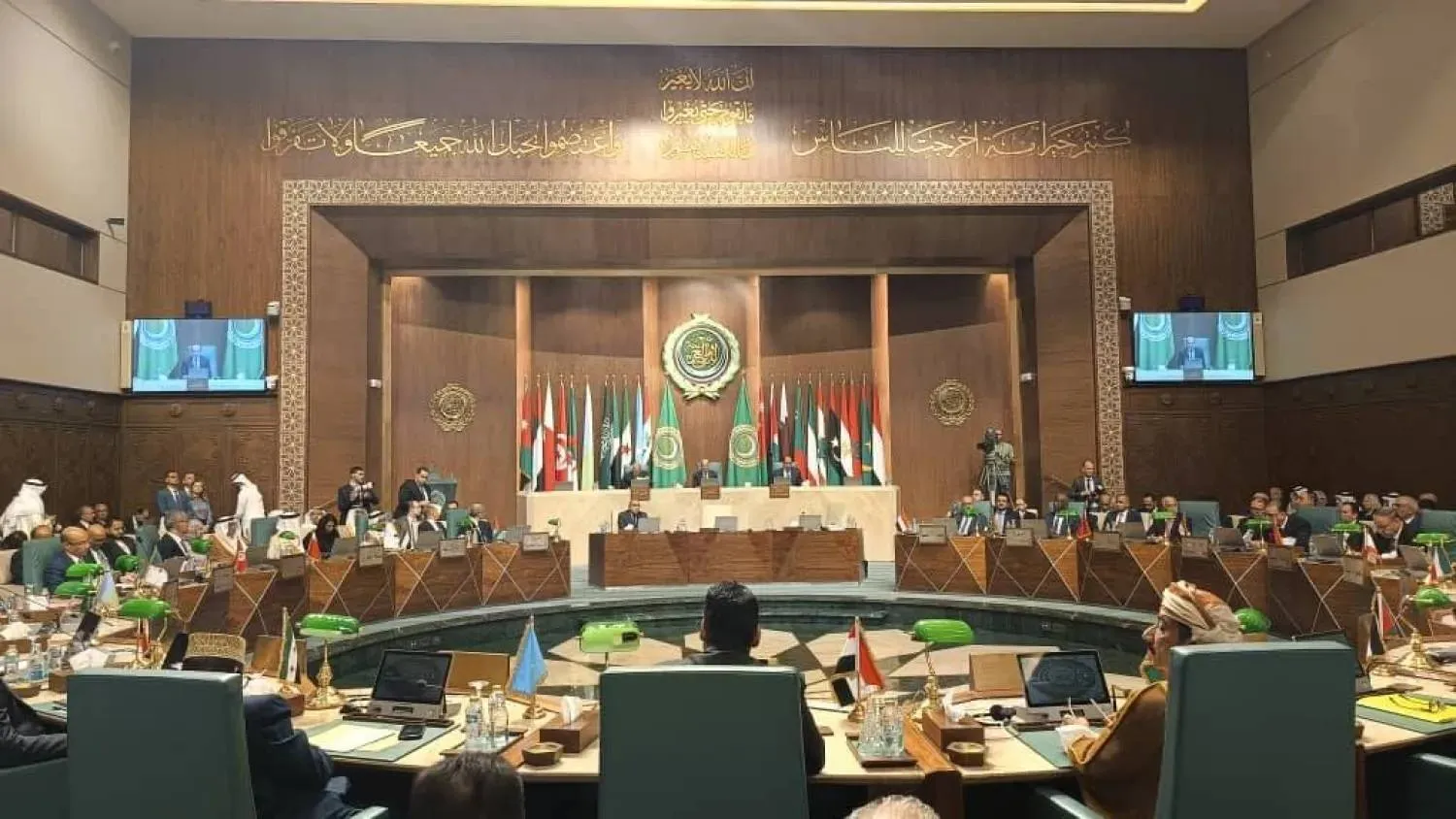 Arab foreign ministers are seen at a previous Arab League meeting. (Asharq Al-Awsat)