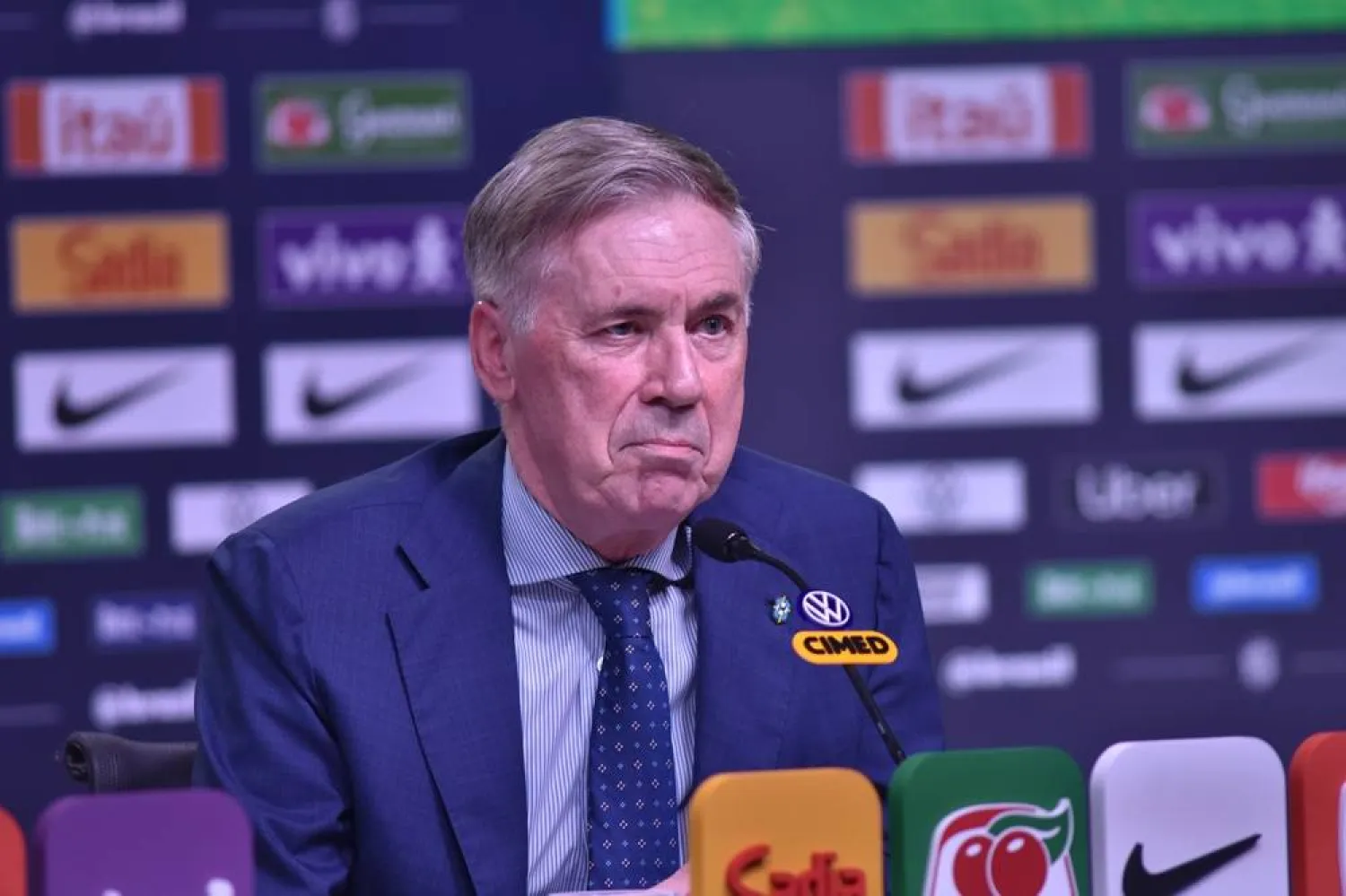 16 March 2026, Brazil, Rio de Janeiro: Brazil's national soccer team head coach Carlo Ancelotti speaks during a press conference to announce the squad for the international friendlies against France and Croatia in preparation for the upcoming World Cup. (dpa)