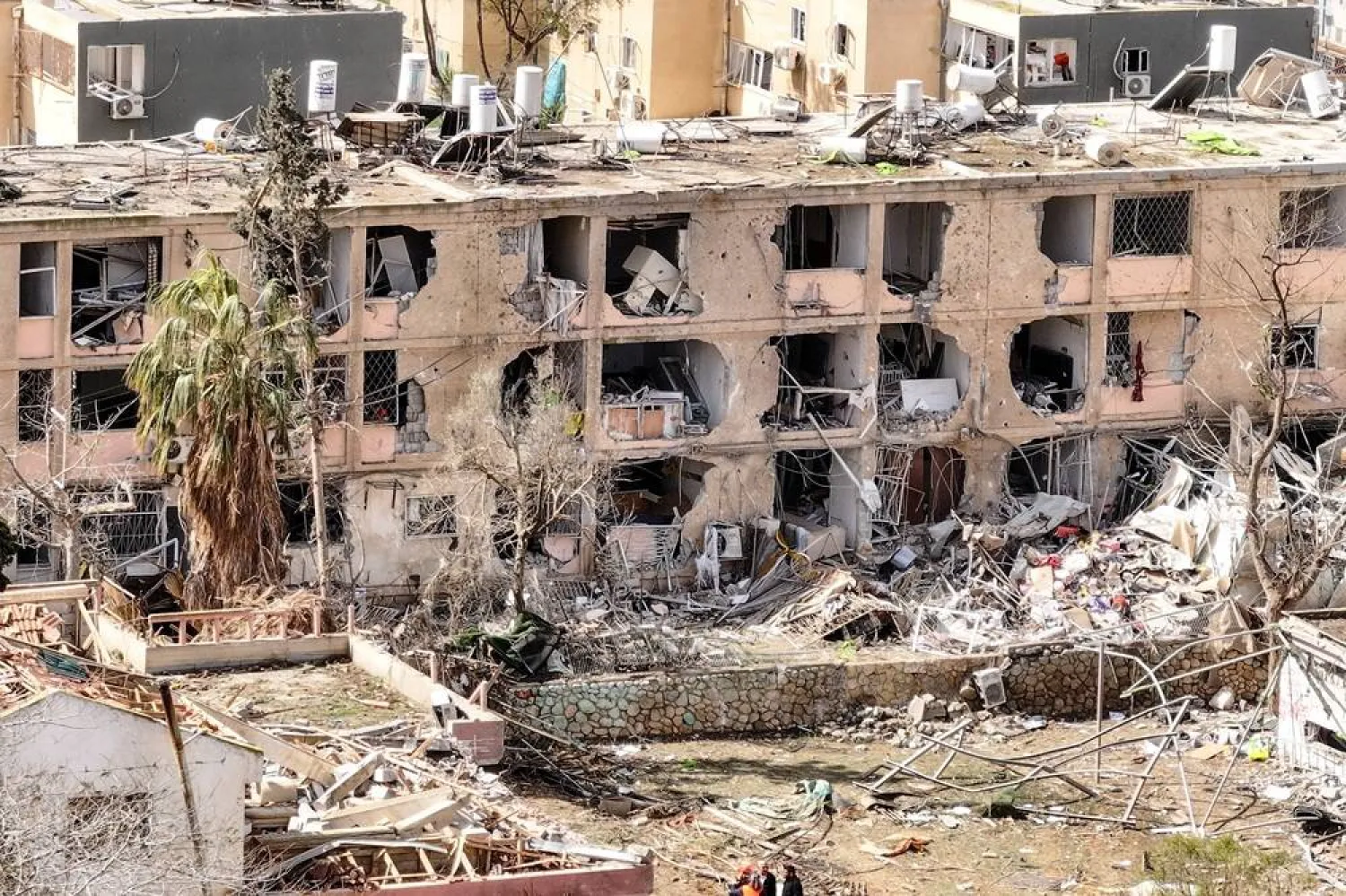  A drone view shows a damage in a residential neighborhood, following a night of Iranian missile strikes which injured dozens of Israelis, amid the US-Israel conflict with Iran, in Dimona, southern Israel March 22, 2026. (Reuters)