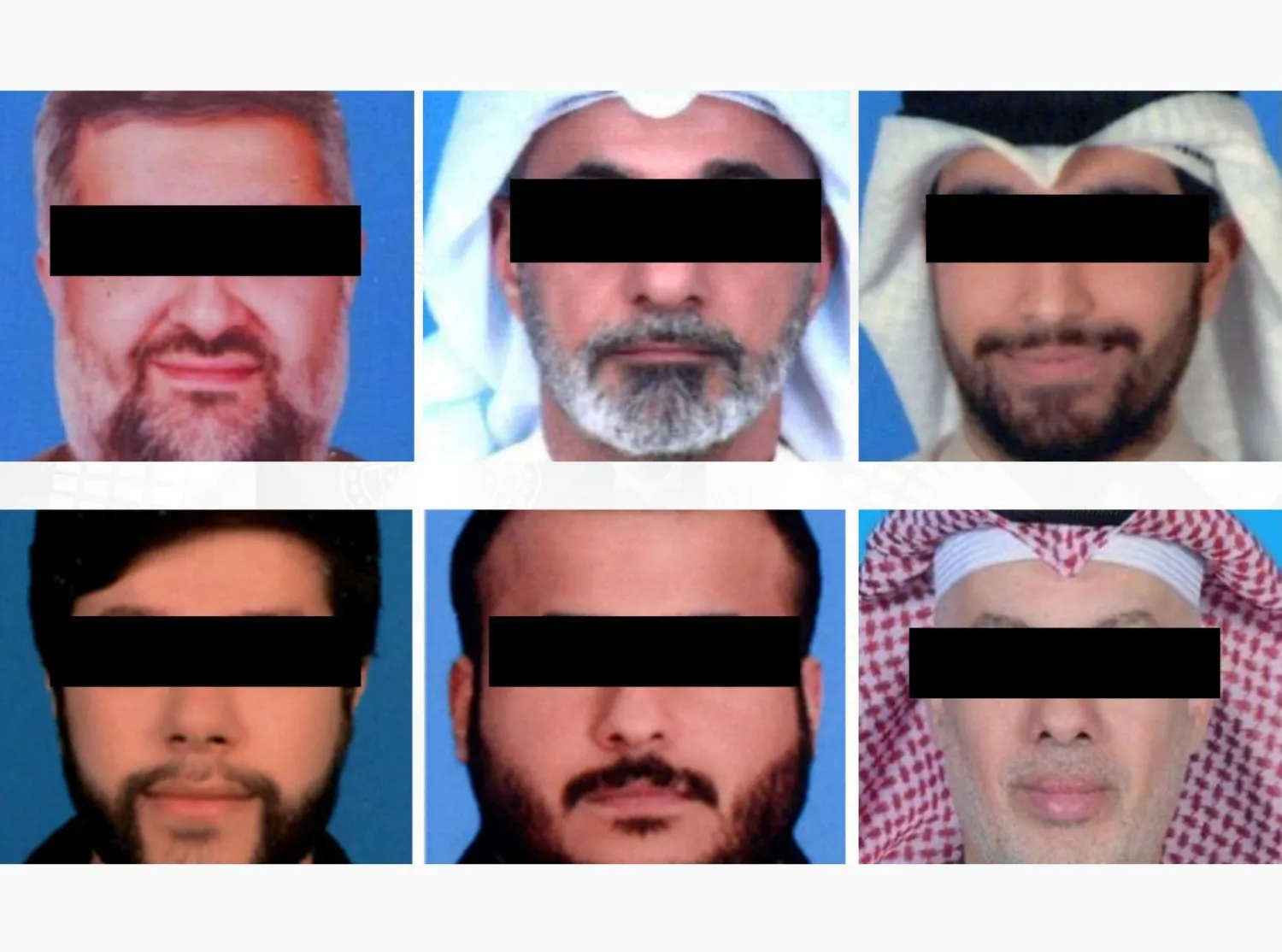 المتهمون الستة المقبوض عليهم بينهم 5 مواطنين وآخر سحبت جنسيته (وزارة الداخلية)