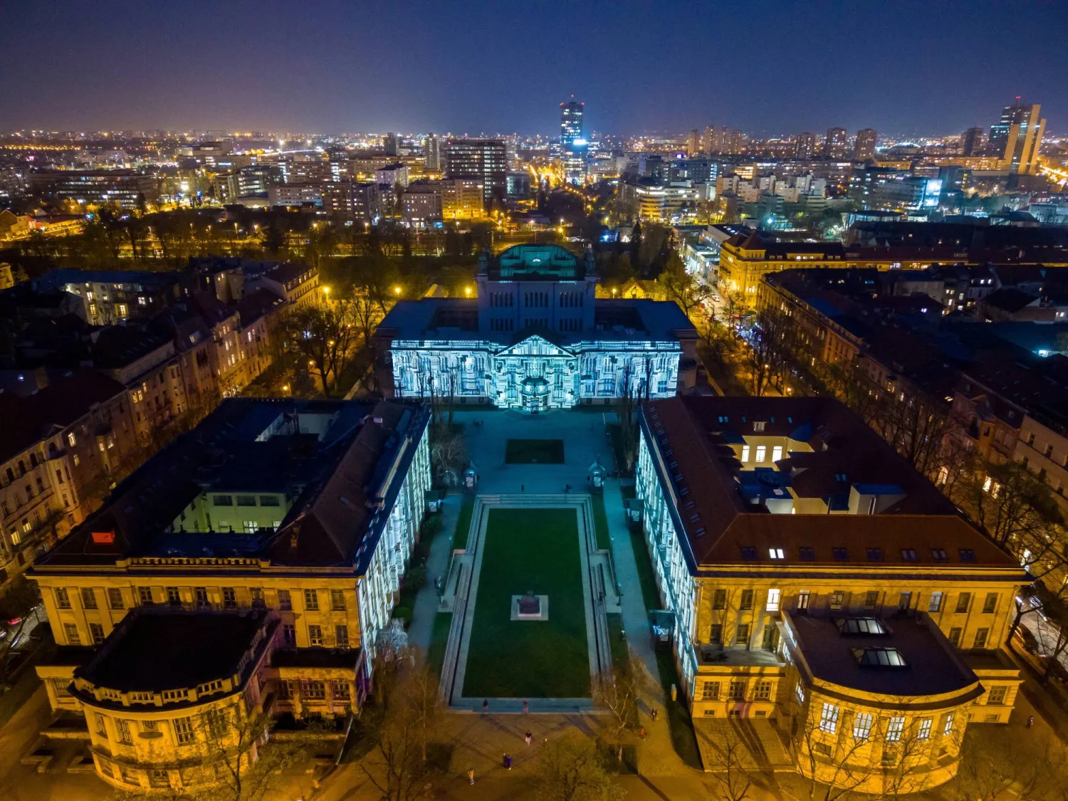 Aerial photo shows light installation during the Festival of Lights in Zagreb, Croatia, March 18, 2026. REUTERS/Antonio Bronic