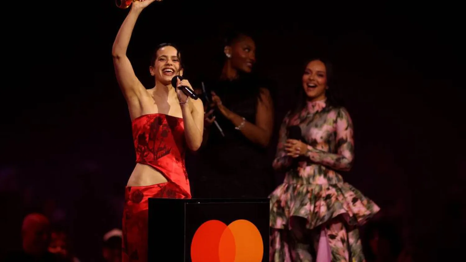 Rosalia is shown after winning the best international artist at the Brit Awards in February. Adrian Dennis / AFP/File
