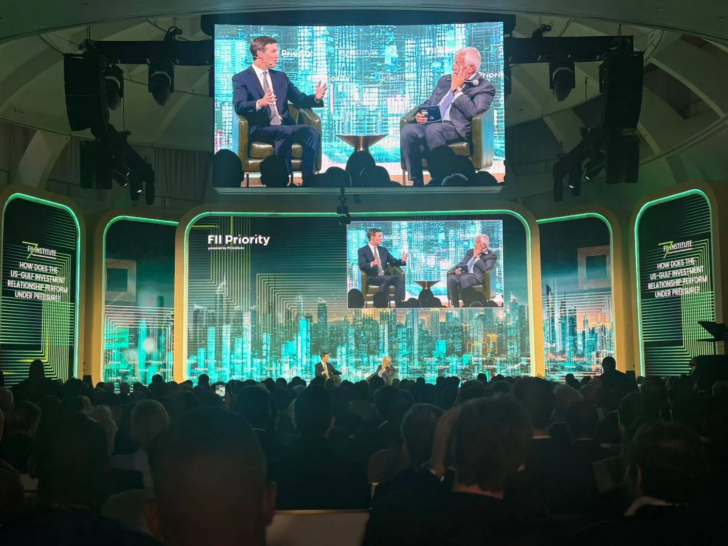 جاريد كوشنر يتحدّث خلال جلسة في قمة مبادرة مستقبل الاستثمار بميامي يوم 26 مارس («الشرق الأوسط»)