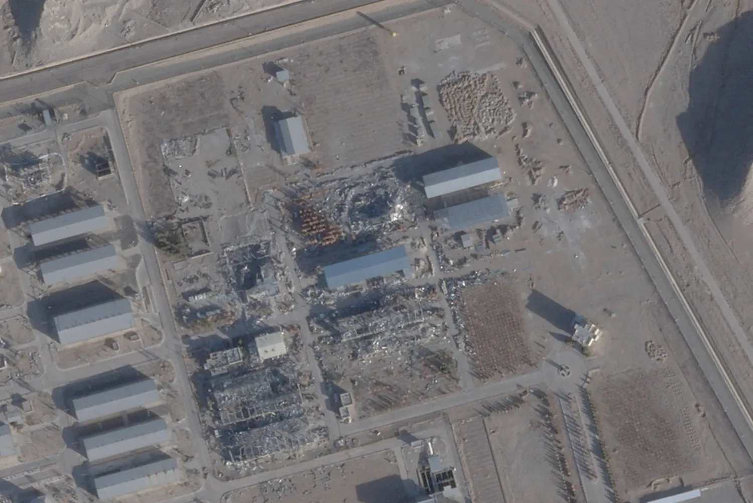 A satellite imagery taken on February 1, 2026, shows a new roof over a previously destroyed building at Isfahan nuclear site, Iran. (2026 PLANET LABS PBC/Handout via Reuters)