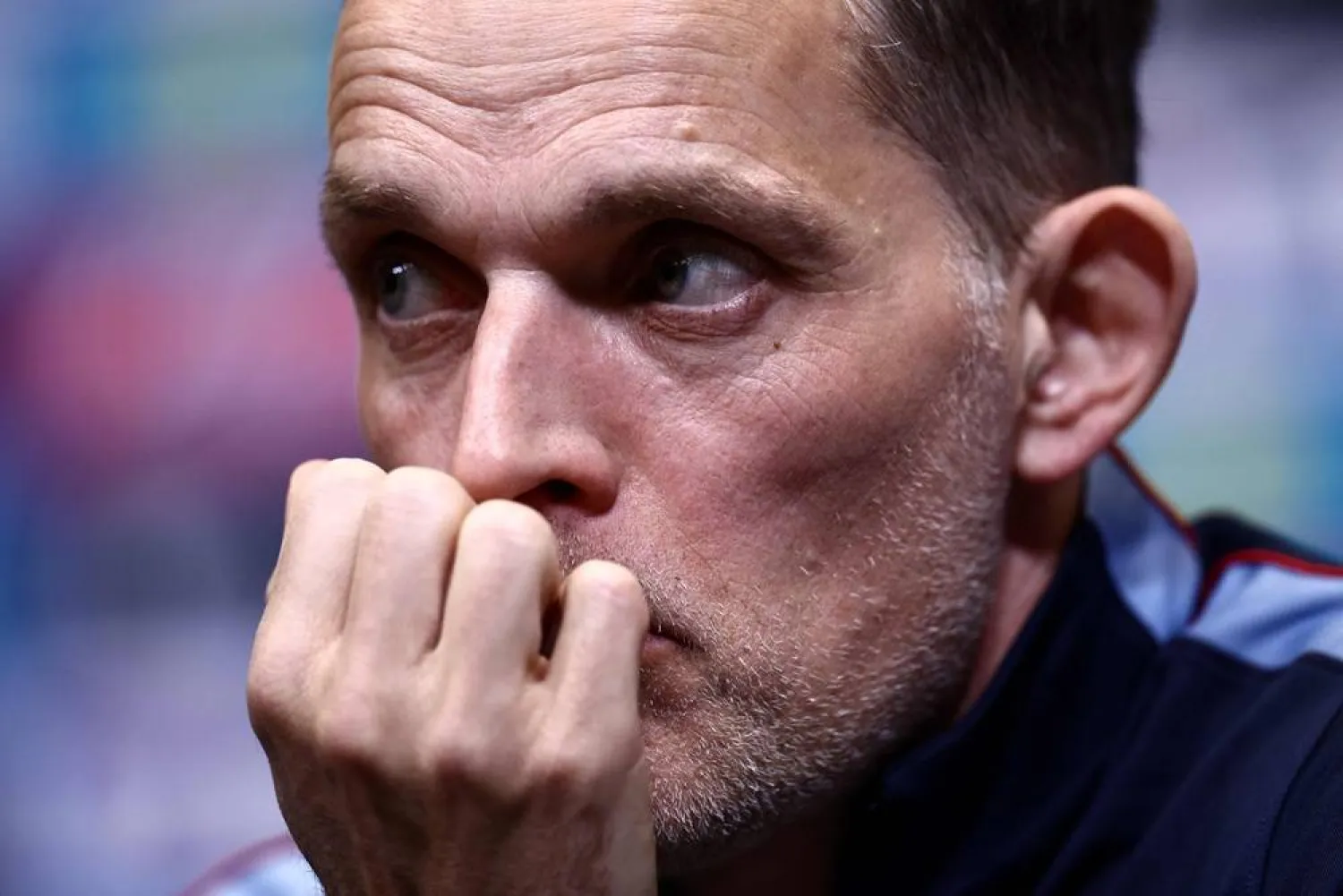England's German head coach Thomas Tuchel attends a press conference at Wembley Stadium, west London, on March 26, 2026, ahead of their international friendly football matches against Uruguay and Japan. (AFP)