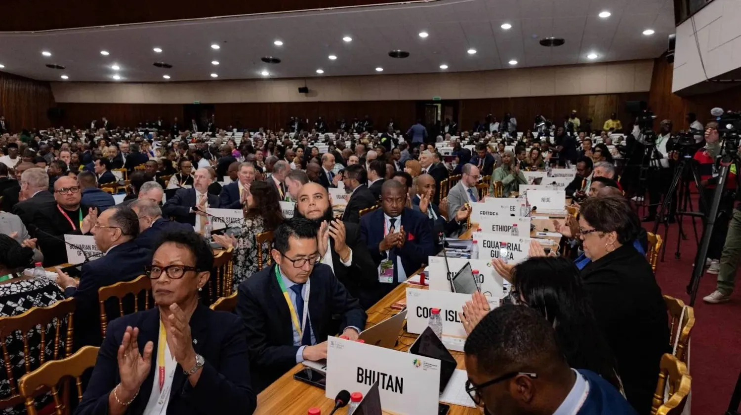 Delegates applaud during the opening of the World Trade Organisation (WTO) 14th ministerial meeting in Yaounde, Cameroon, on 26th March, 2026.  (WTO/Handout via Reuters)