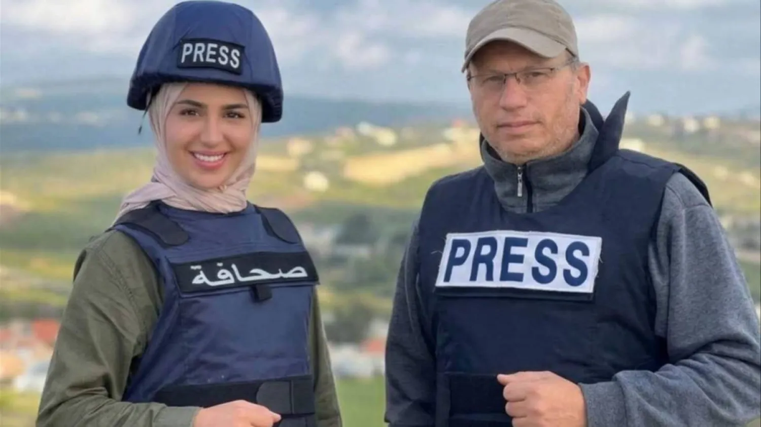 Journalists Ali Shaib and reporter Fatima Ftouni (National News Agency)
