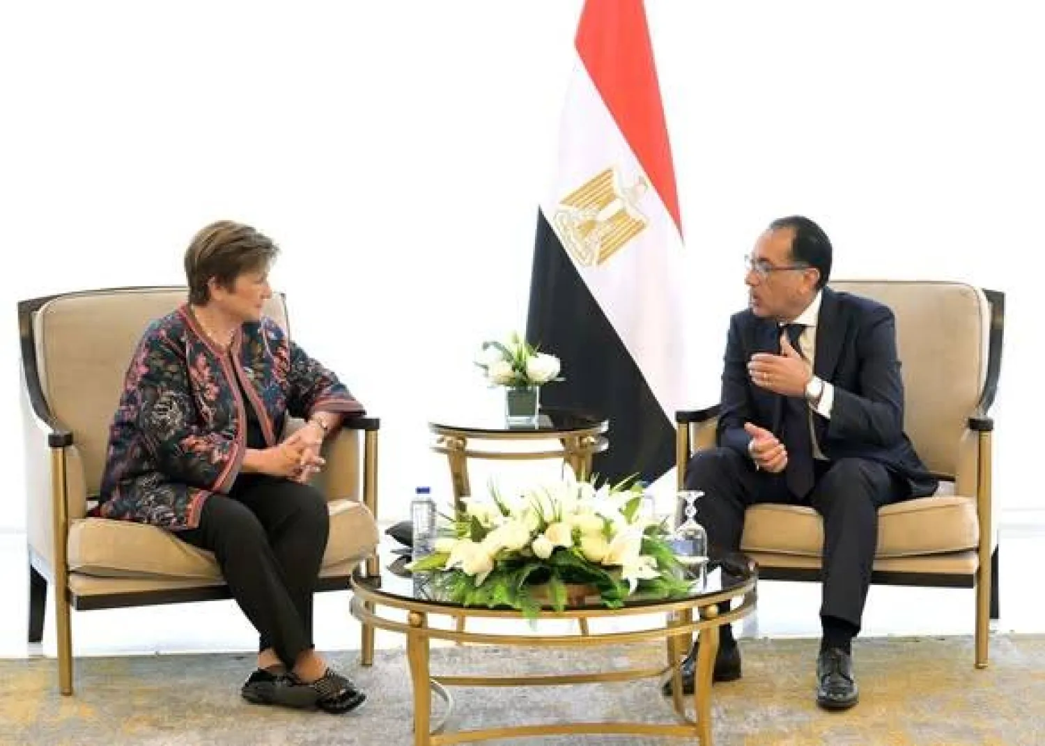 رئيس الوزراء المصري في لقاء سابق مع مديرة صندوق النقد الدولي (مجلس الوزراء المصري)