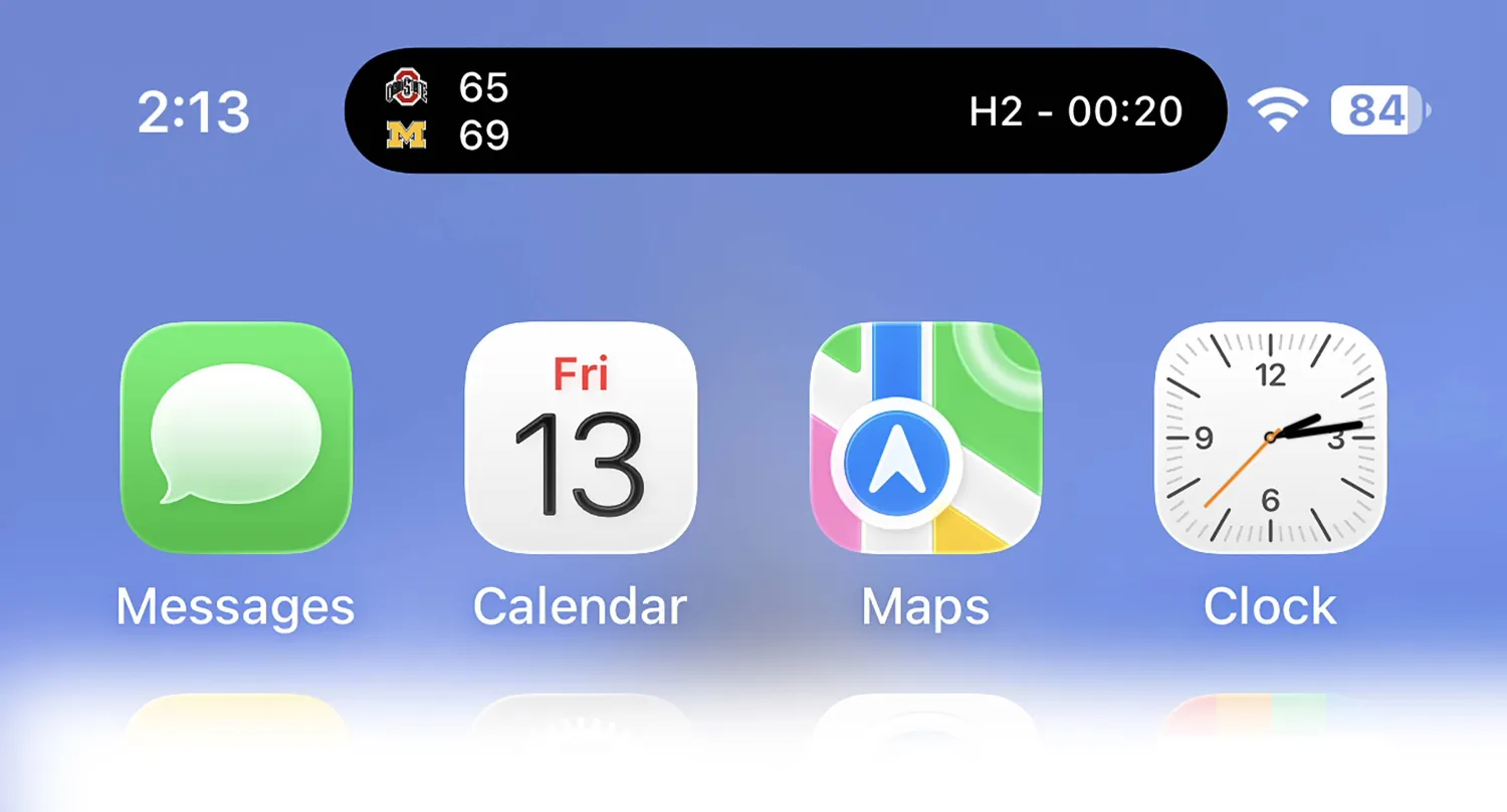  زر "تثبيت النتيجة المباشر" في الجزيرة الديناميكية لتطبيق غوغل على هاتف "آيفون 17 برو ماكس"